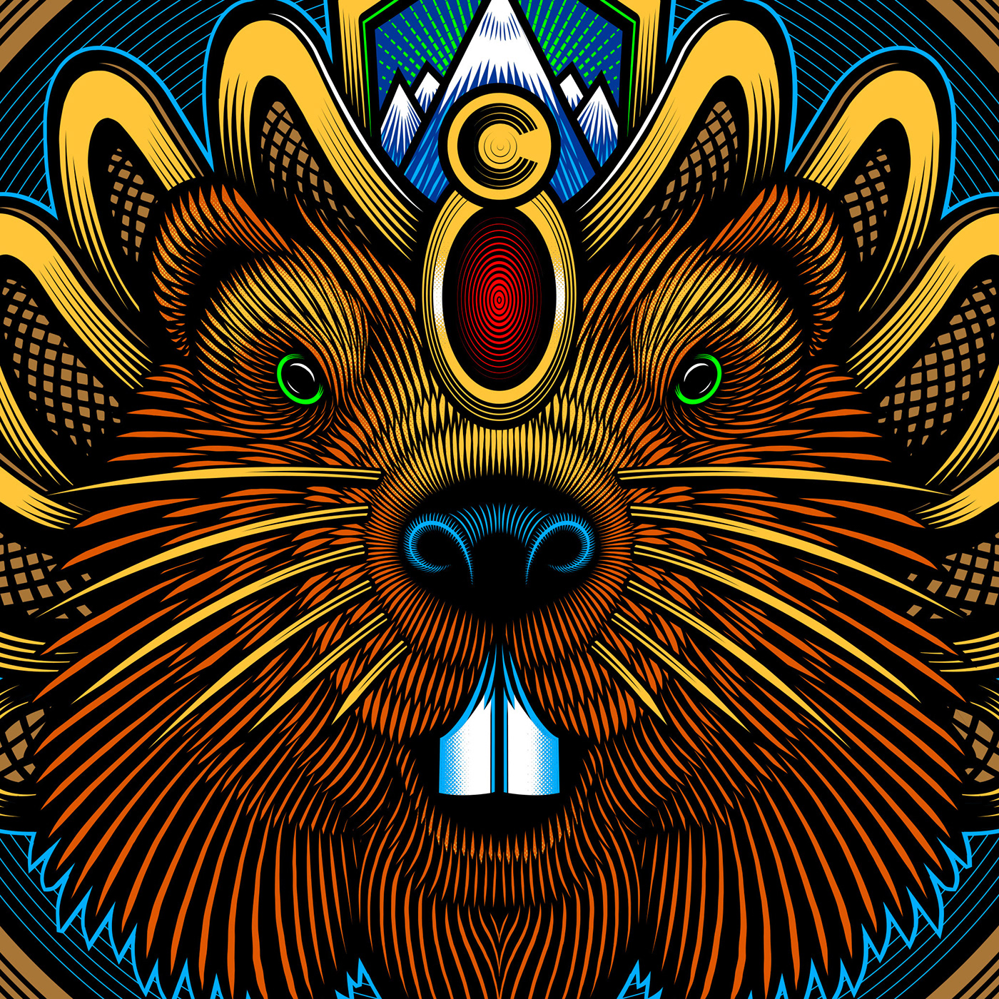 animal animal illustration beaver Colorado Line Work logo Logo Design vector woodcut