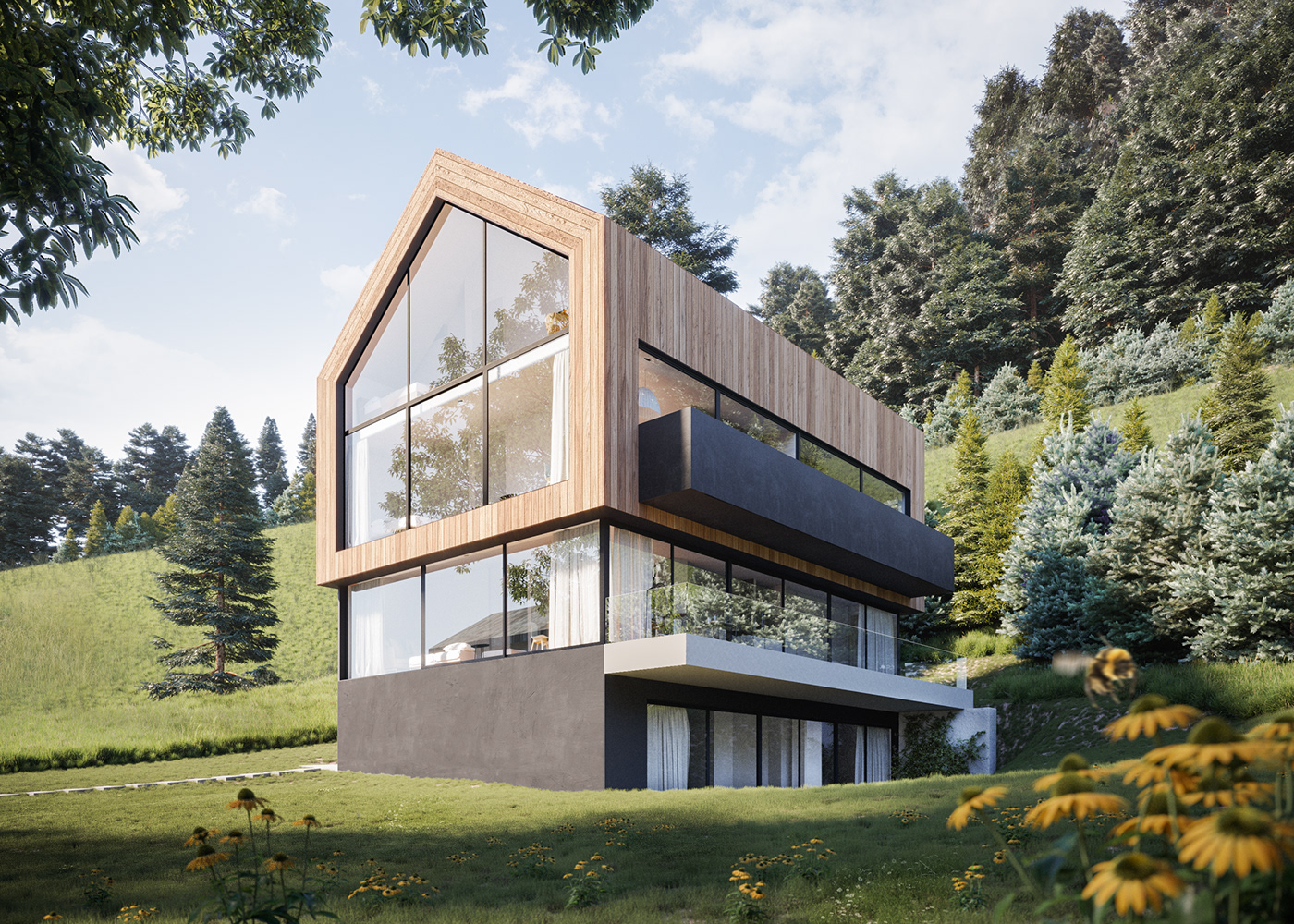 2DR studio apartment architecture archviz CGI Czech Republic mountain Render visualization