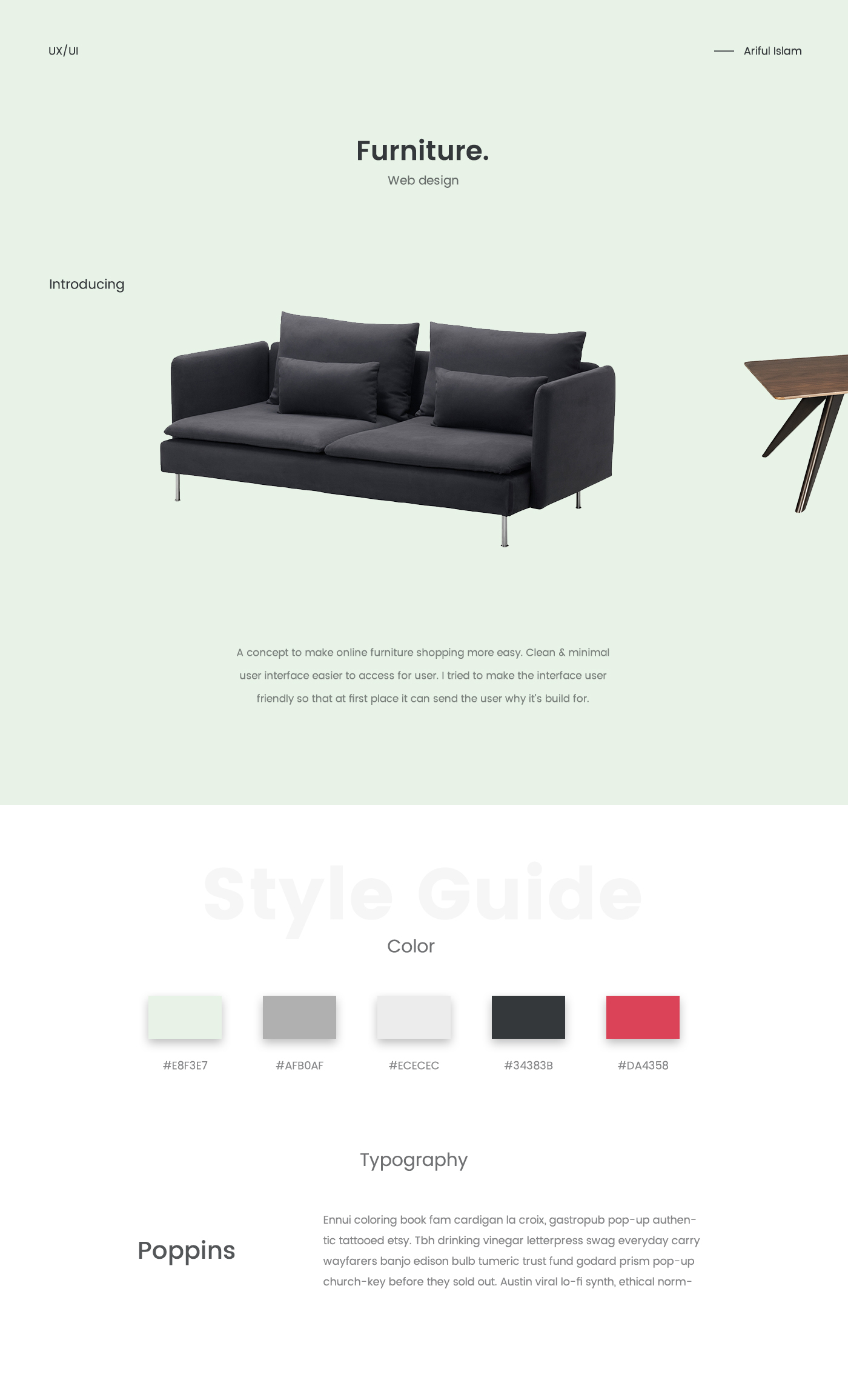Web Design  uxui furniture Furniture Web Design minimal design user interface design modern minimal furniture web