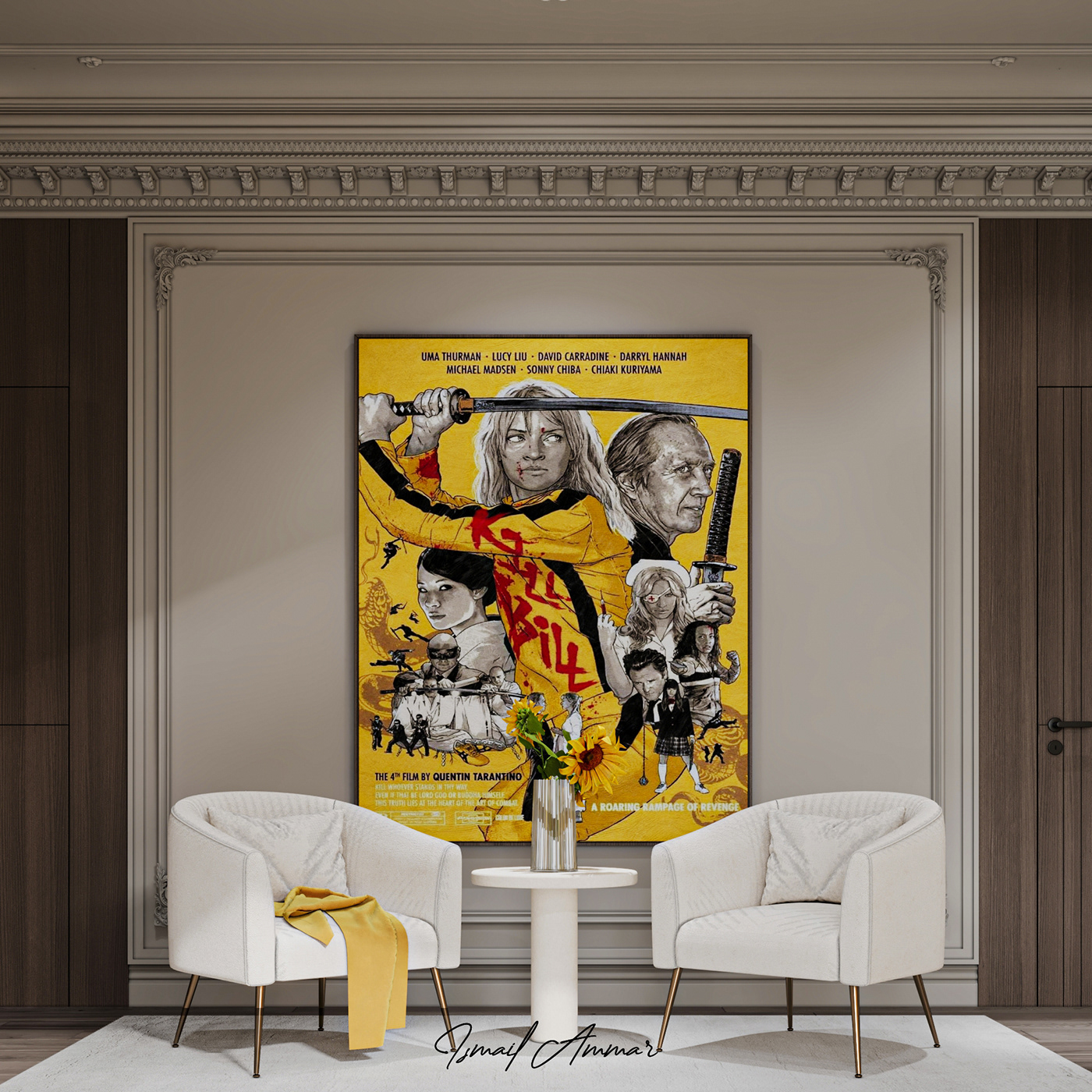 Quentin Tarantino bedroom interior design  Render visualization archviz 3ds max corona architecture 3D