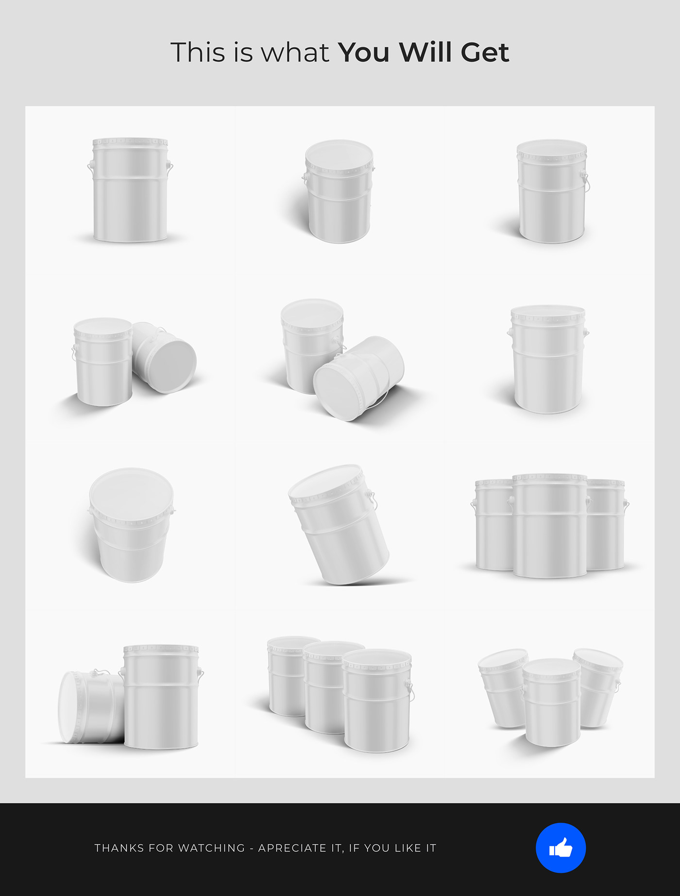 bucket can container design enamel industry Mockup Packaging tin water