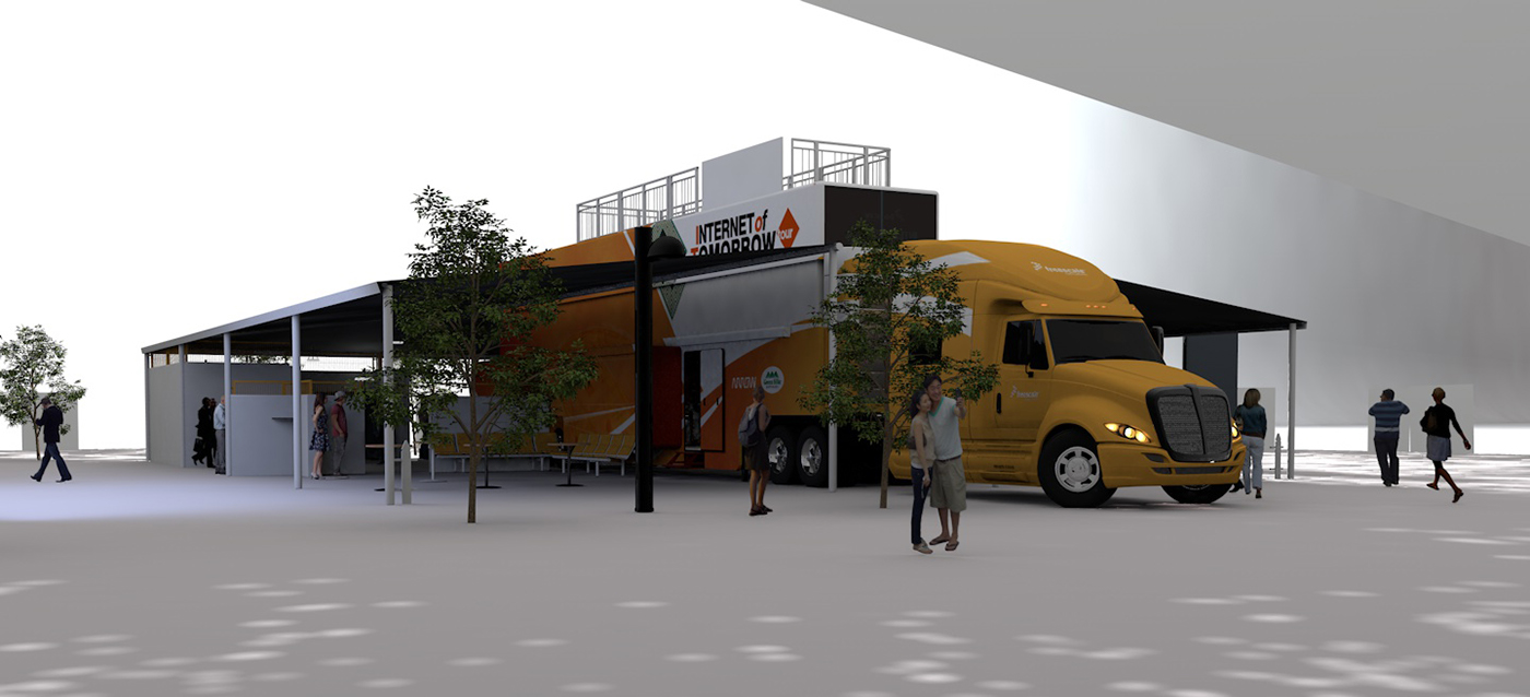 cinema 4d 3D Modleing trailer 3d sets exhibition layout semi truck Auto IoT mobile estate Freescale