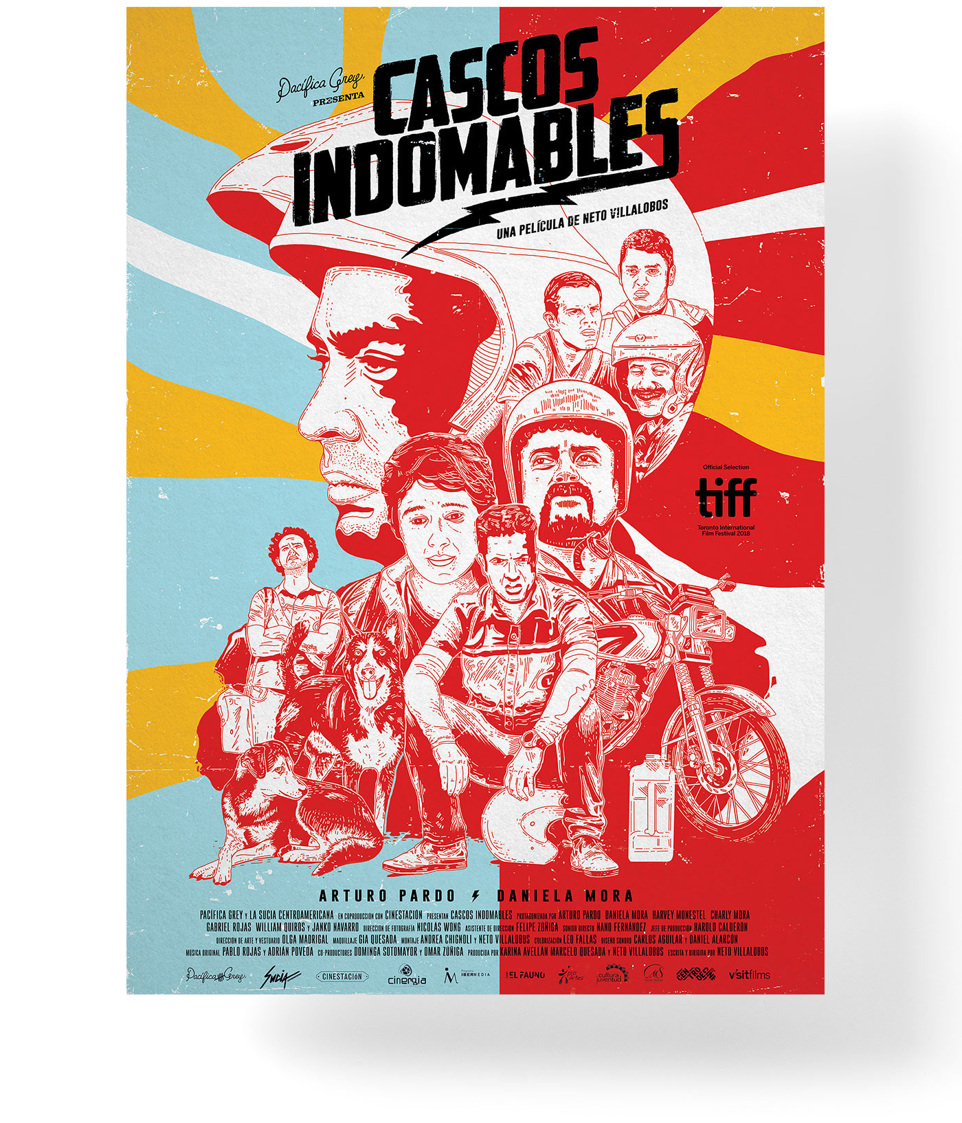 Procreate poster cine Costa Rica moto cascos dogs pelicula afiche identidad
