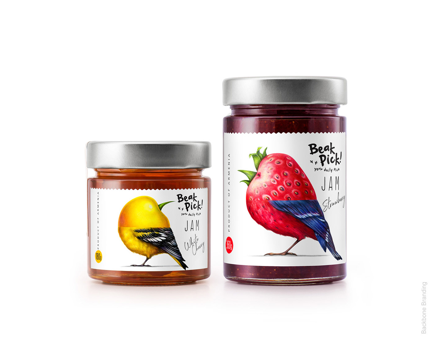 birds Fruit ILLUSTRATION Label branding design Packaging jam concept Nature