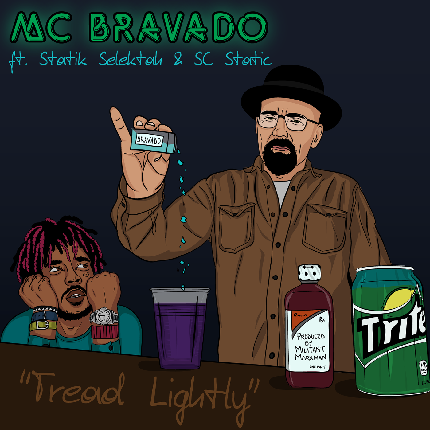 MC Bravado Statik Selektah SC Static hip hop rap underground hip hop song art vector breaking bad walter white