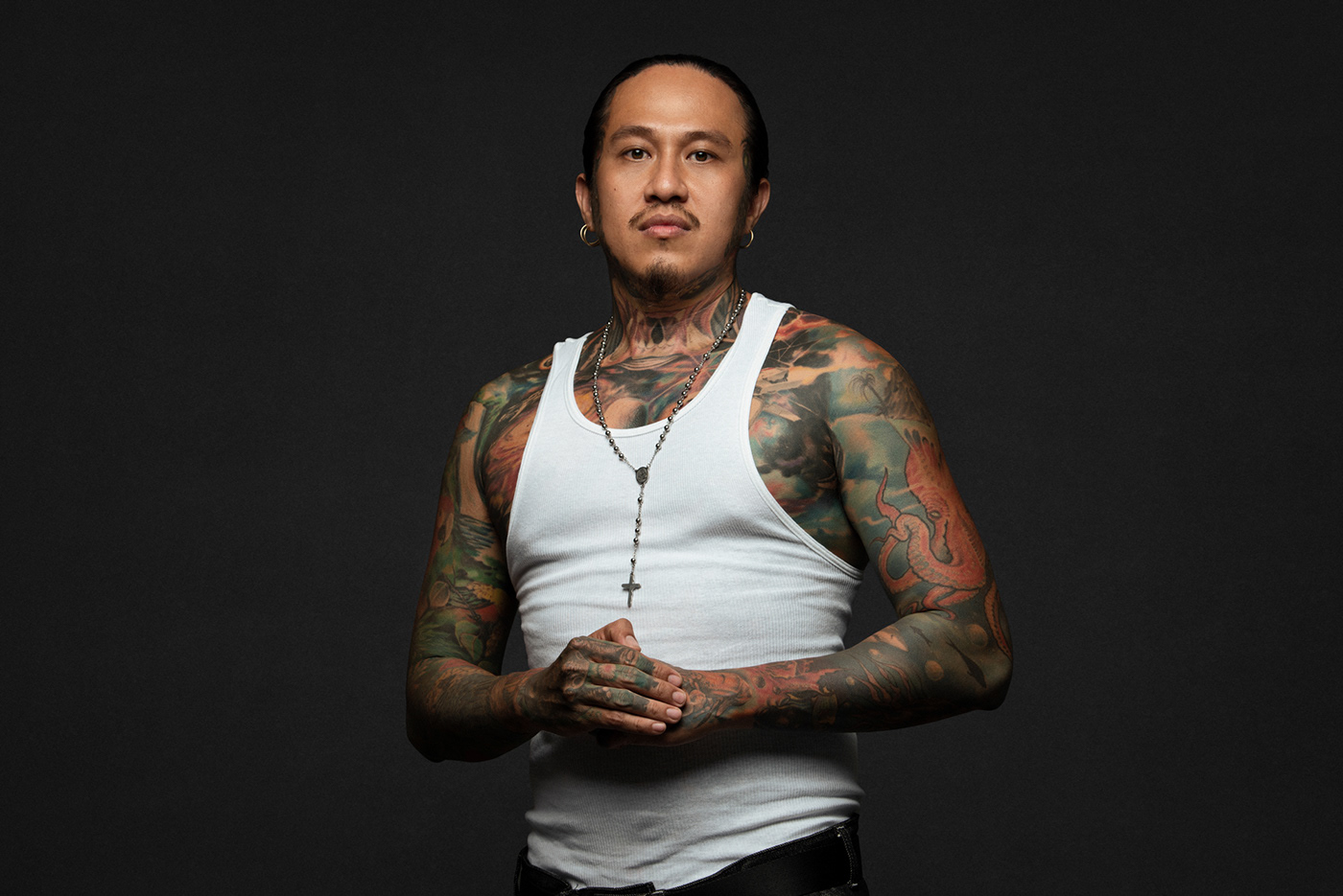 Asian Model barber barbershop chicano inked photoshoot retouching  tattoo Tattooed vietnamese