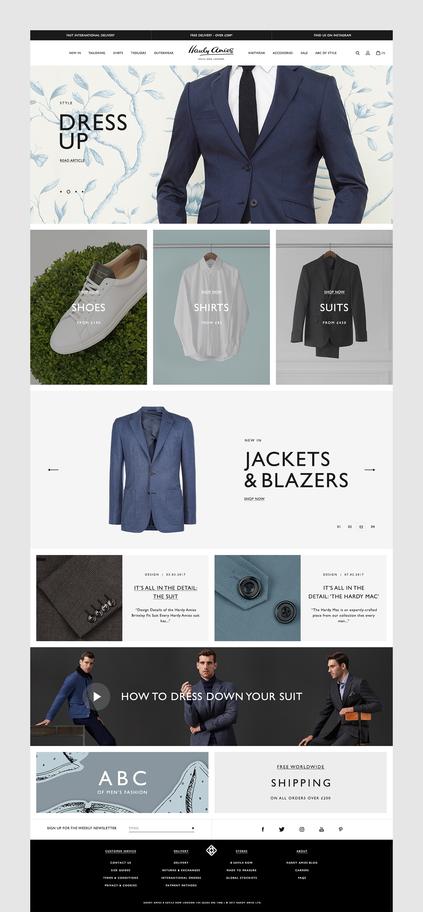 Hardy Amies designer Menswear London Web Design  ux UI art direction  Responsive magento