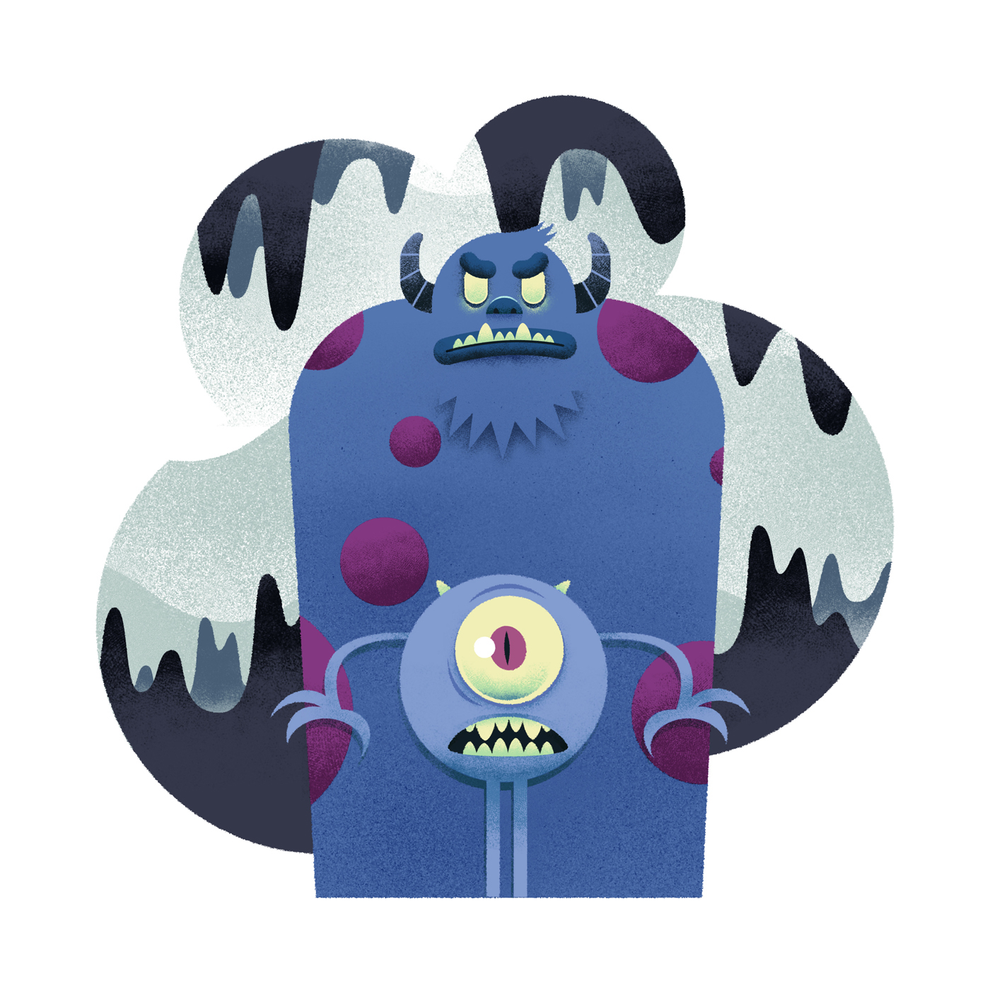 Monsters Inc fanart mike sully twisted cute Scary monster disney pixar texture