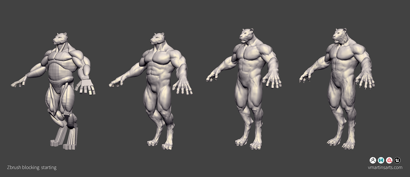 3d modeling Character design  Maya samurai Substance Painter tiger UE4 Zbrush