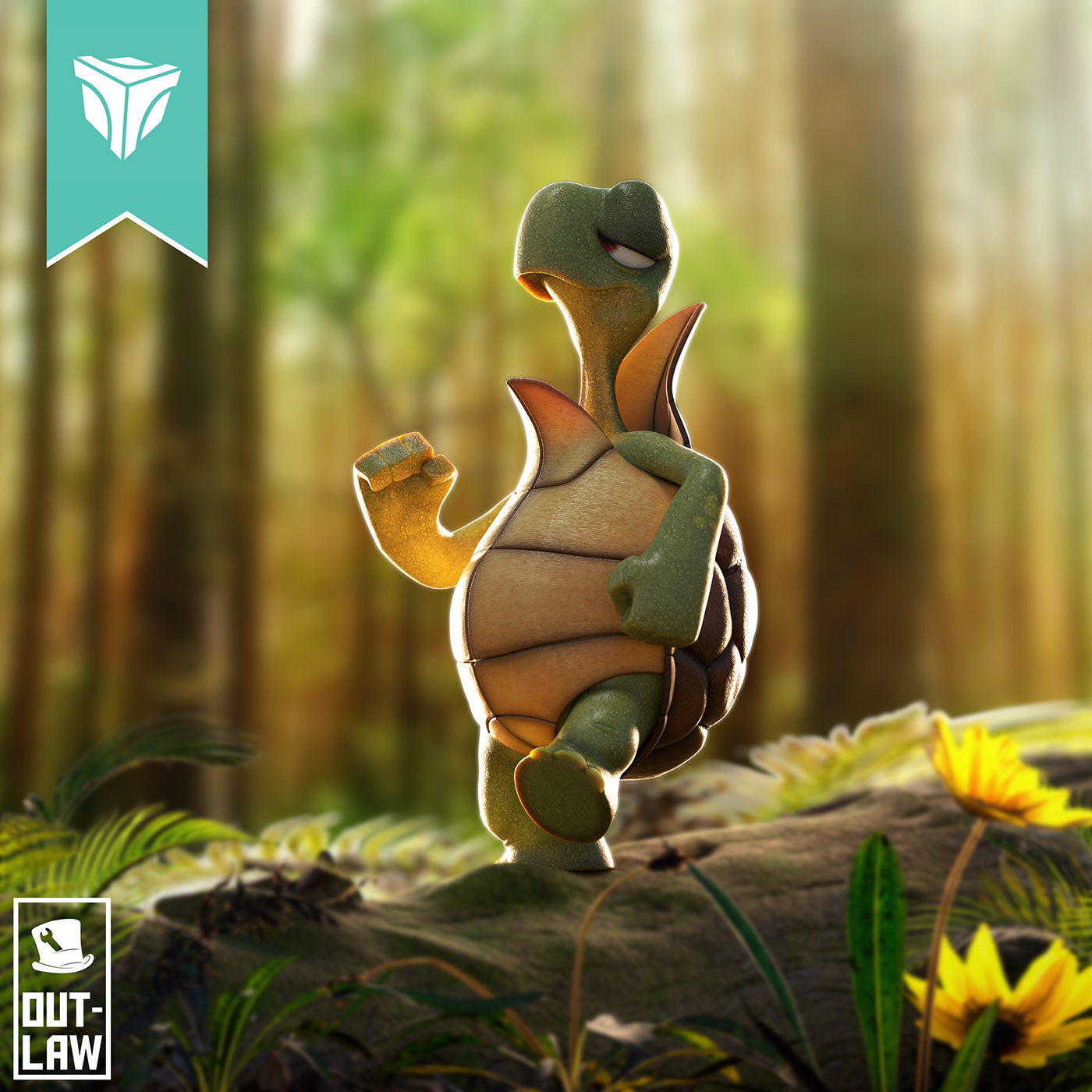 3D background cartoon Character Landscape rendering stylized Turtle Zbrush