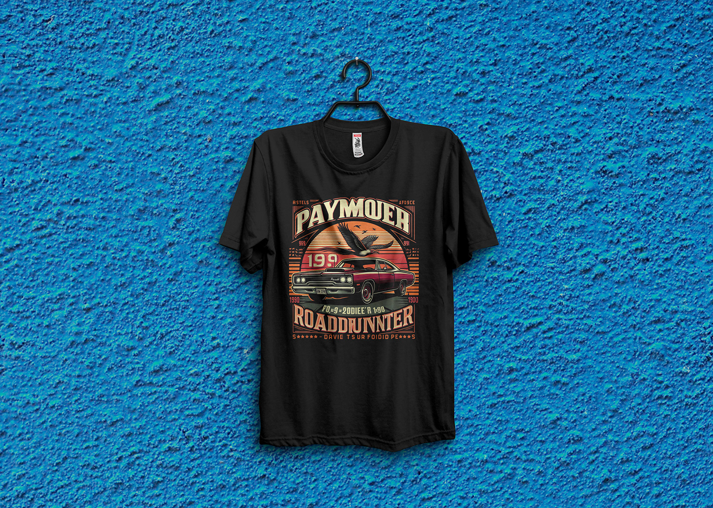 Plymouth Roadrunner t shirt design T-Shirt Design graffiti design Vintage Design typography   Custom custom t-shirt custom logo design