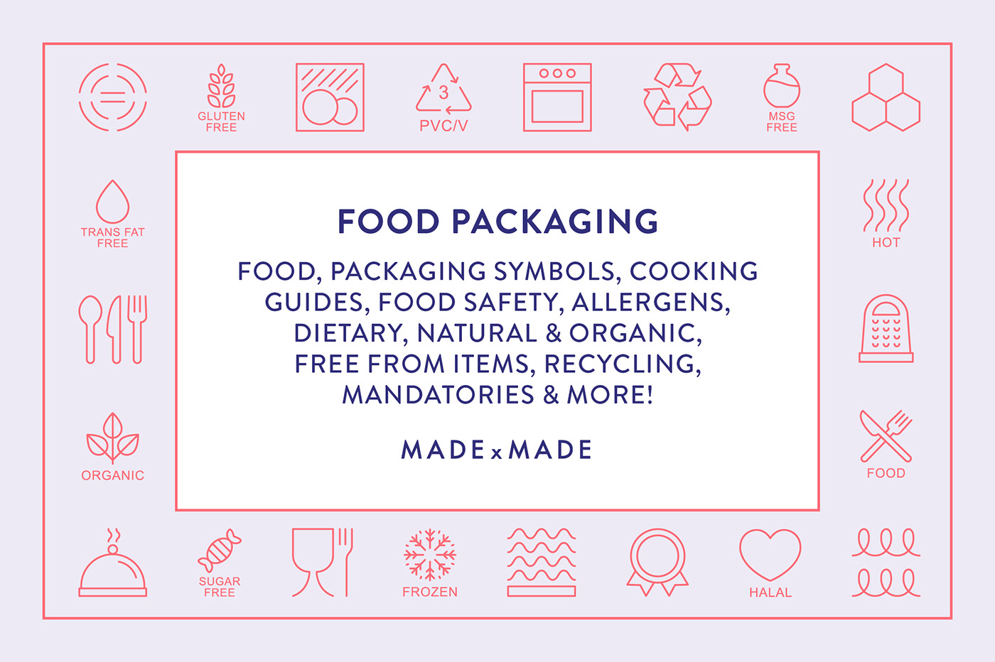 cosmetic packaging Food Packaging Icon icon design  iconography line icon Made x Made Packaging packaging design sustainable packaging