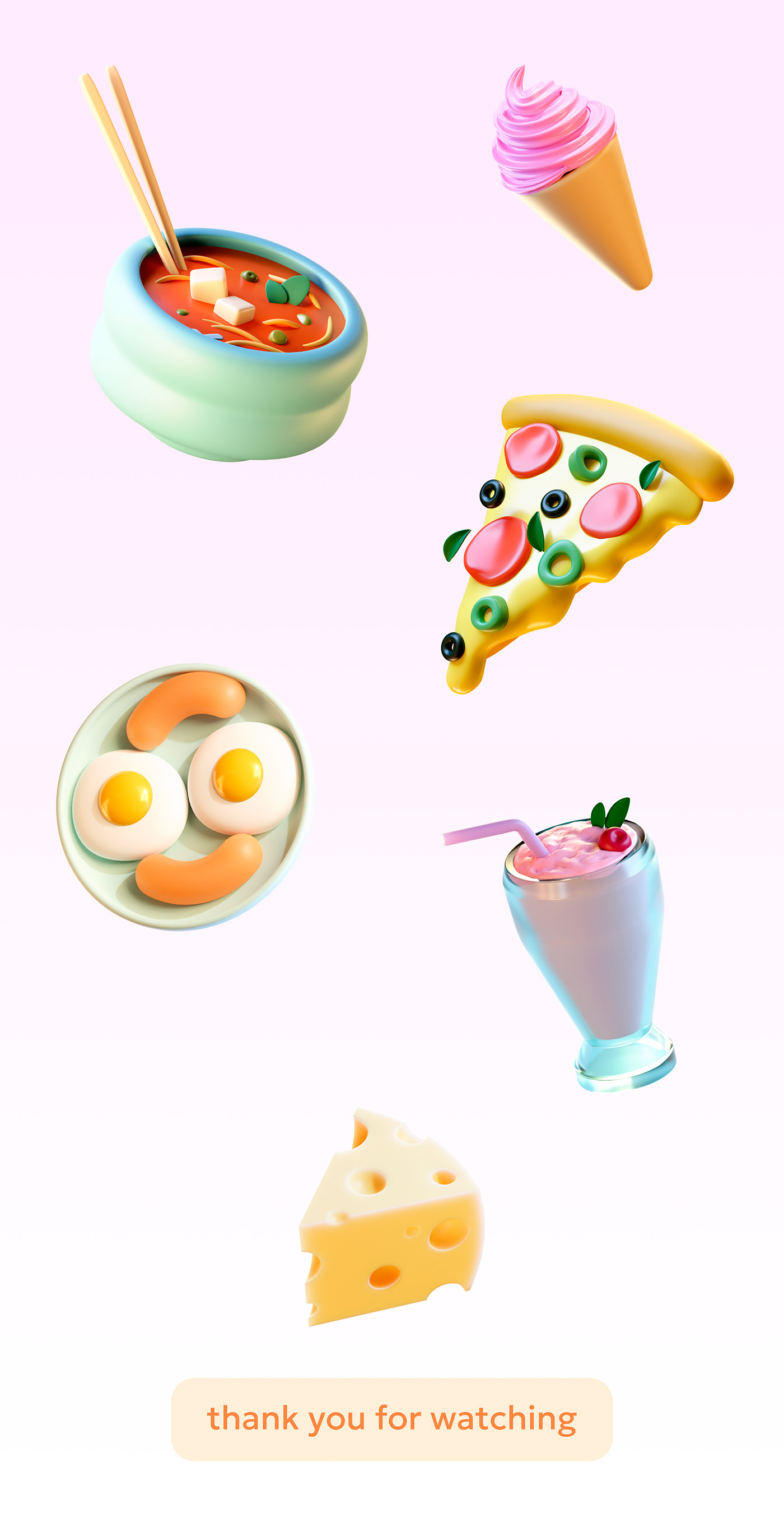 3D icons Food  graphic design  3d art blender 3d modeling blender3d icon design  icon set