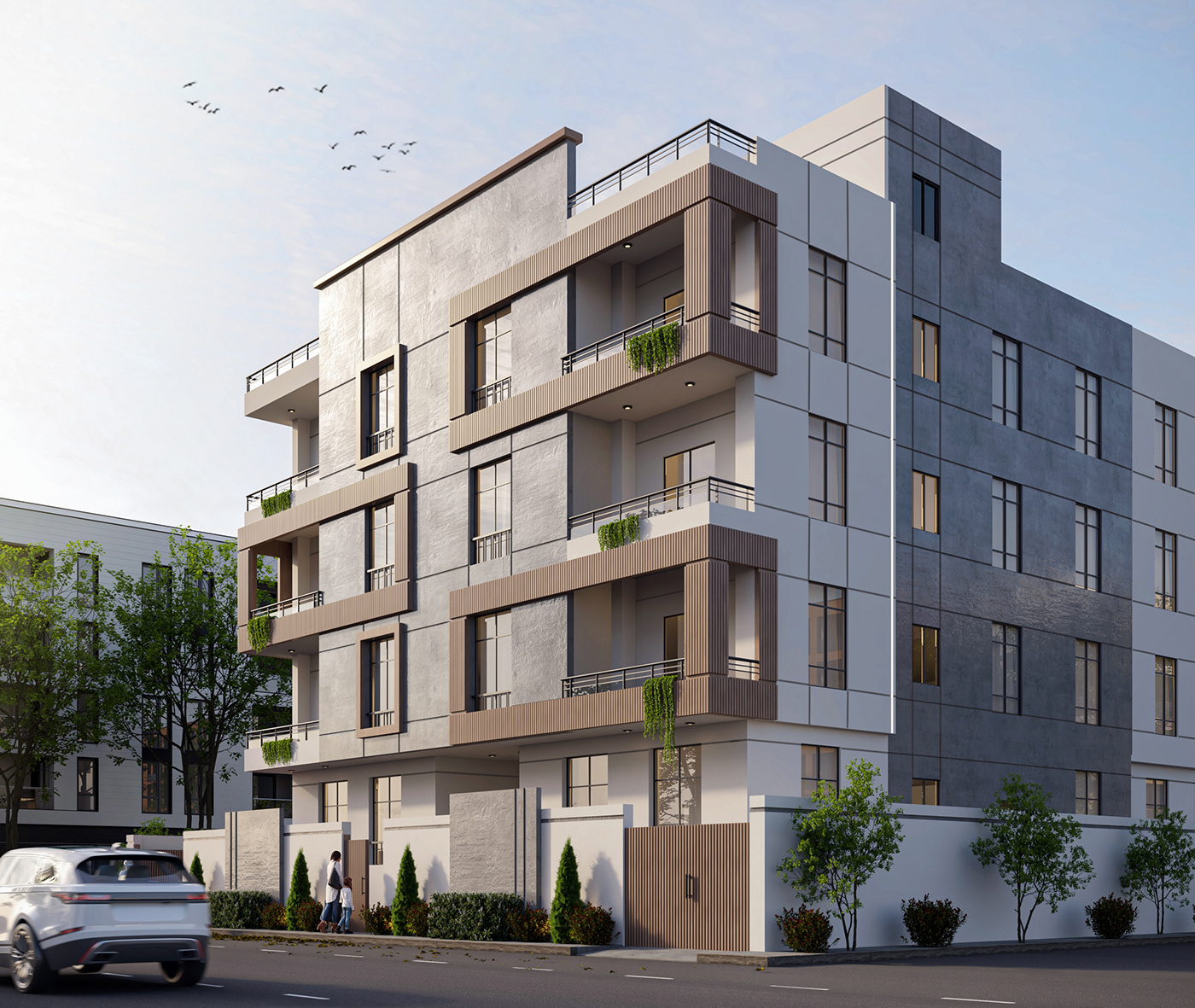 residential architecture visualization modern 3ds max archviz design Facade design facades facade