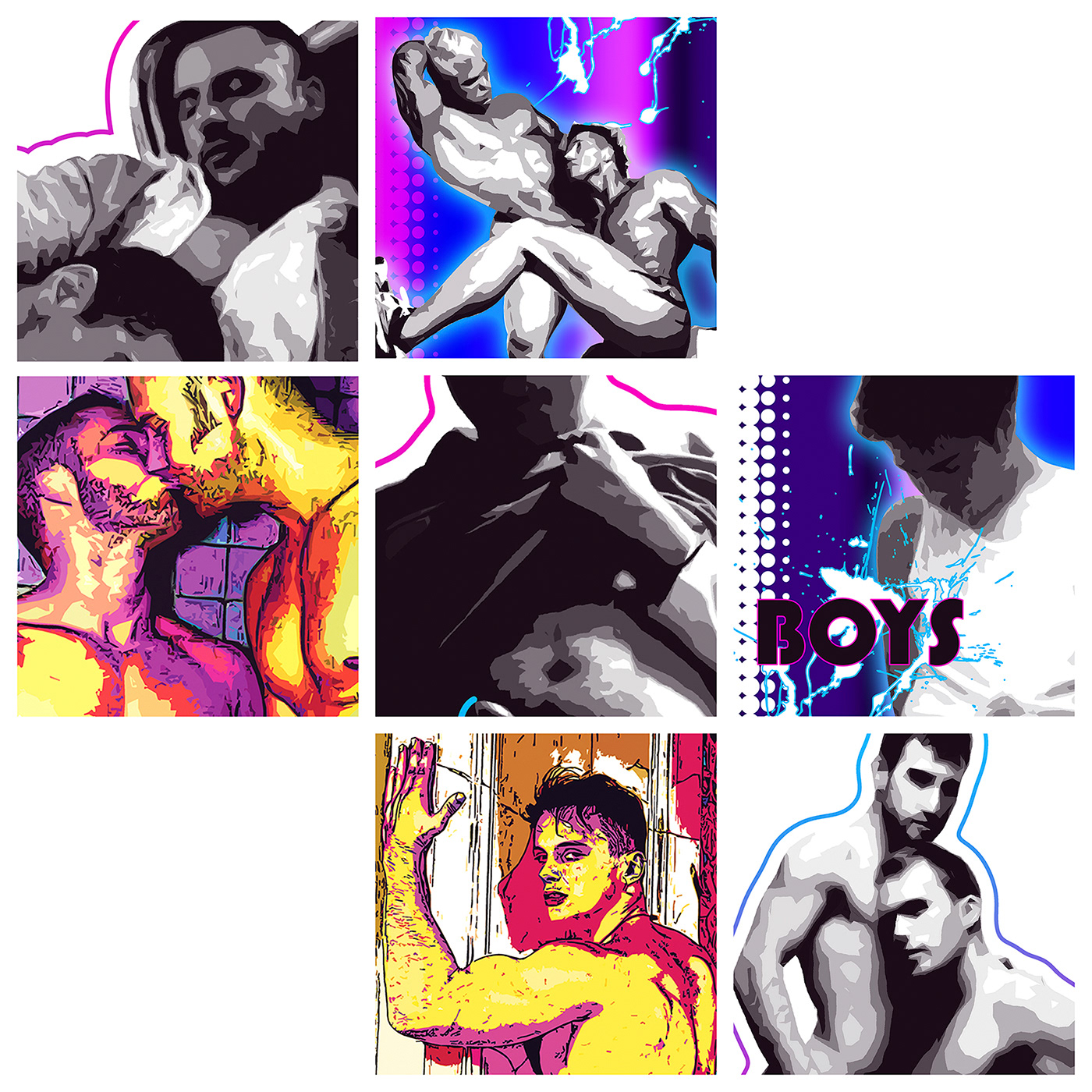 art bodies body boys colorful gay lgbt+ male men Pop Art
