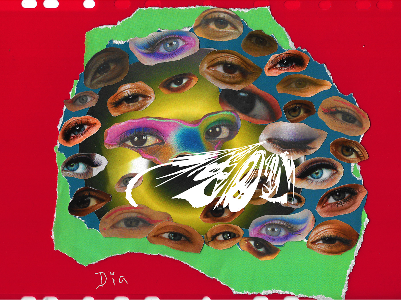 collage Digital Art  editorial eyes hand magazine print red
