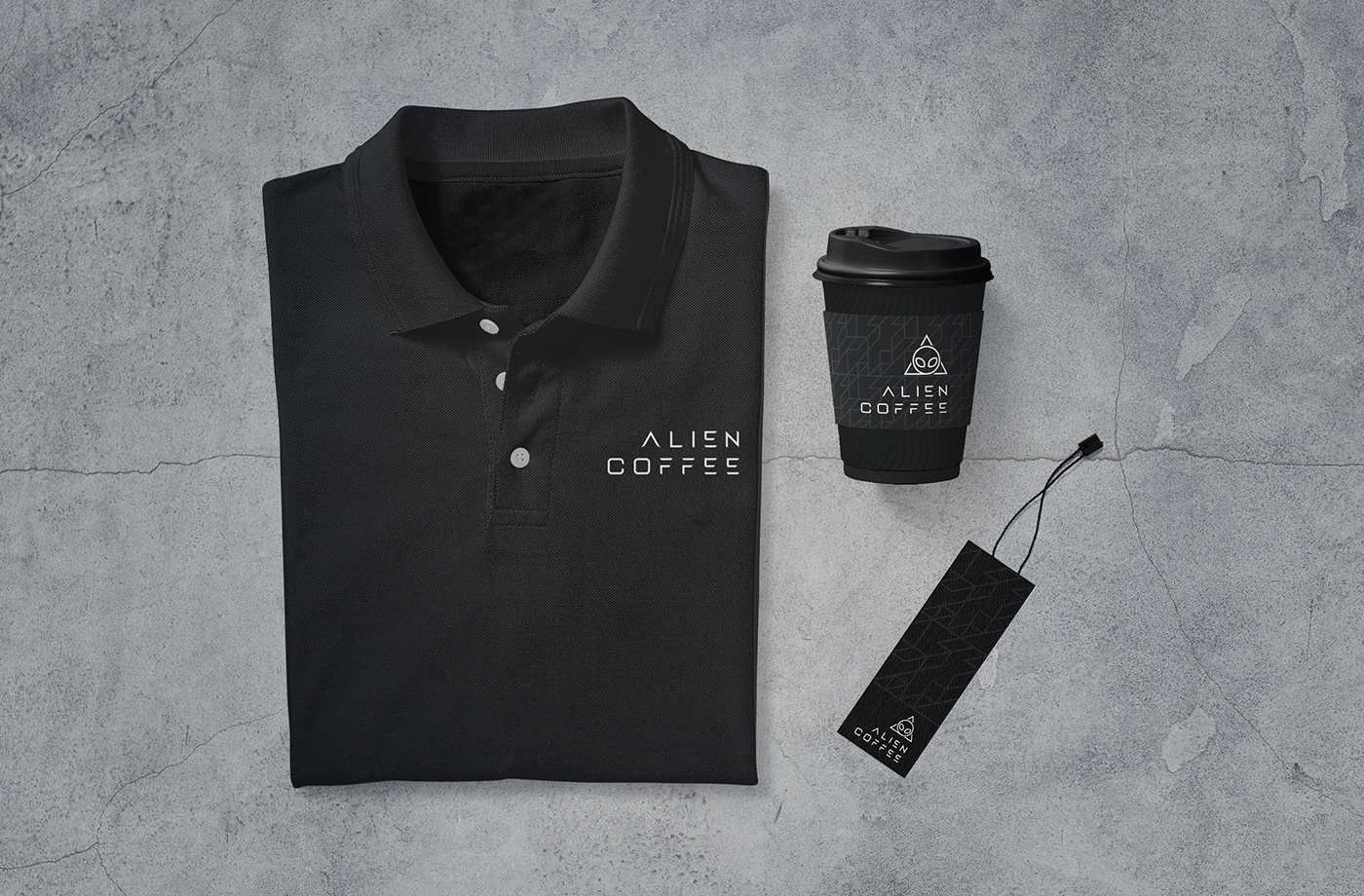 Coffee branding  alien Space  minimal logo vietnam black luxury