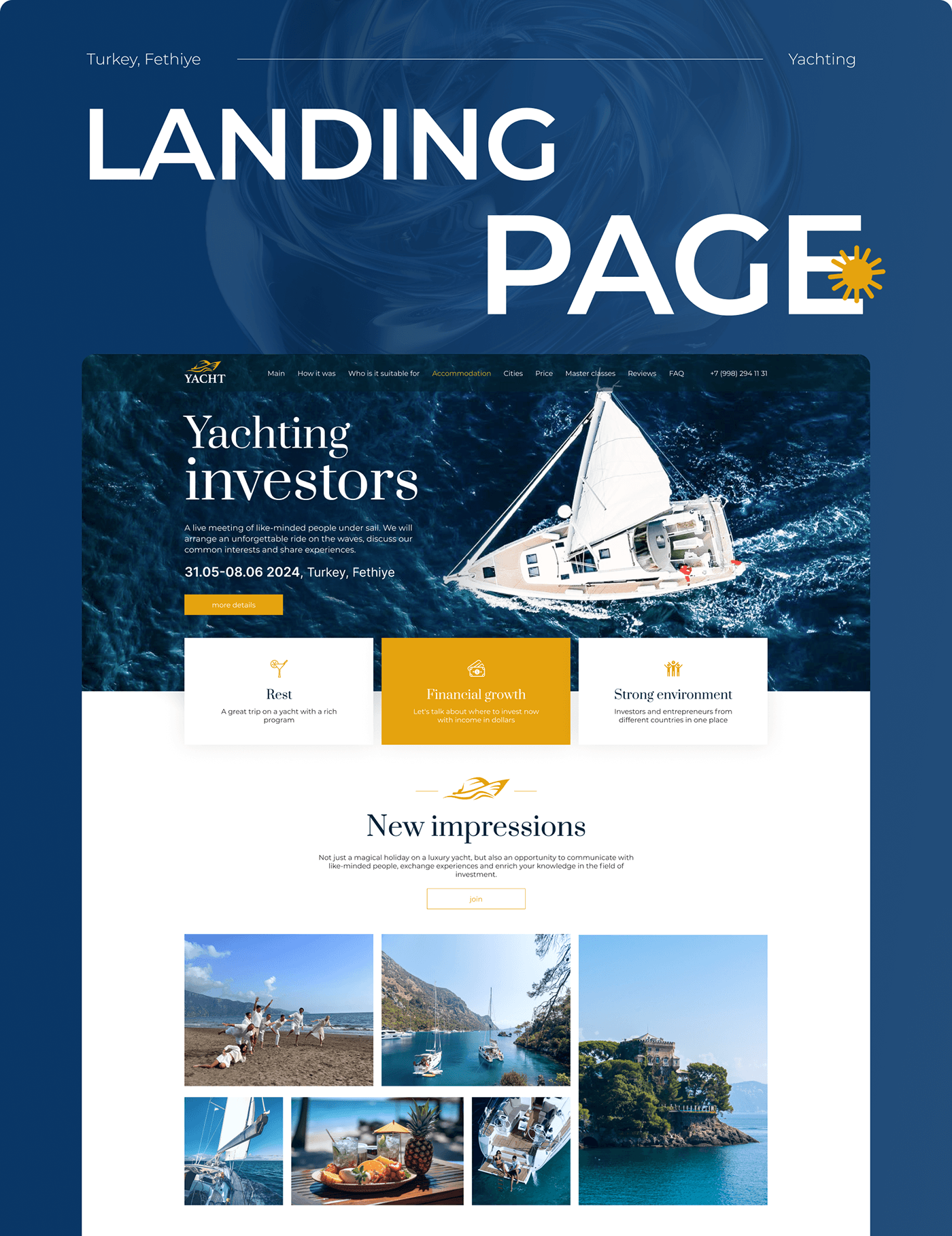 яхтинг yacht Yacht Design UI/UX Web Design  Website landing page Figma design ui design