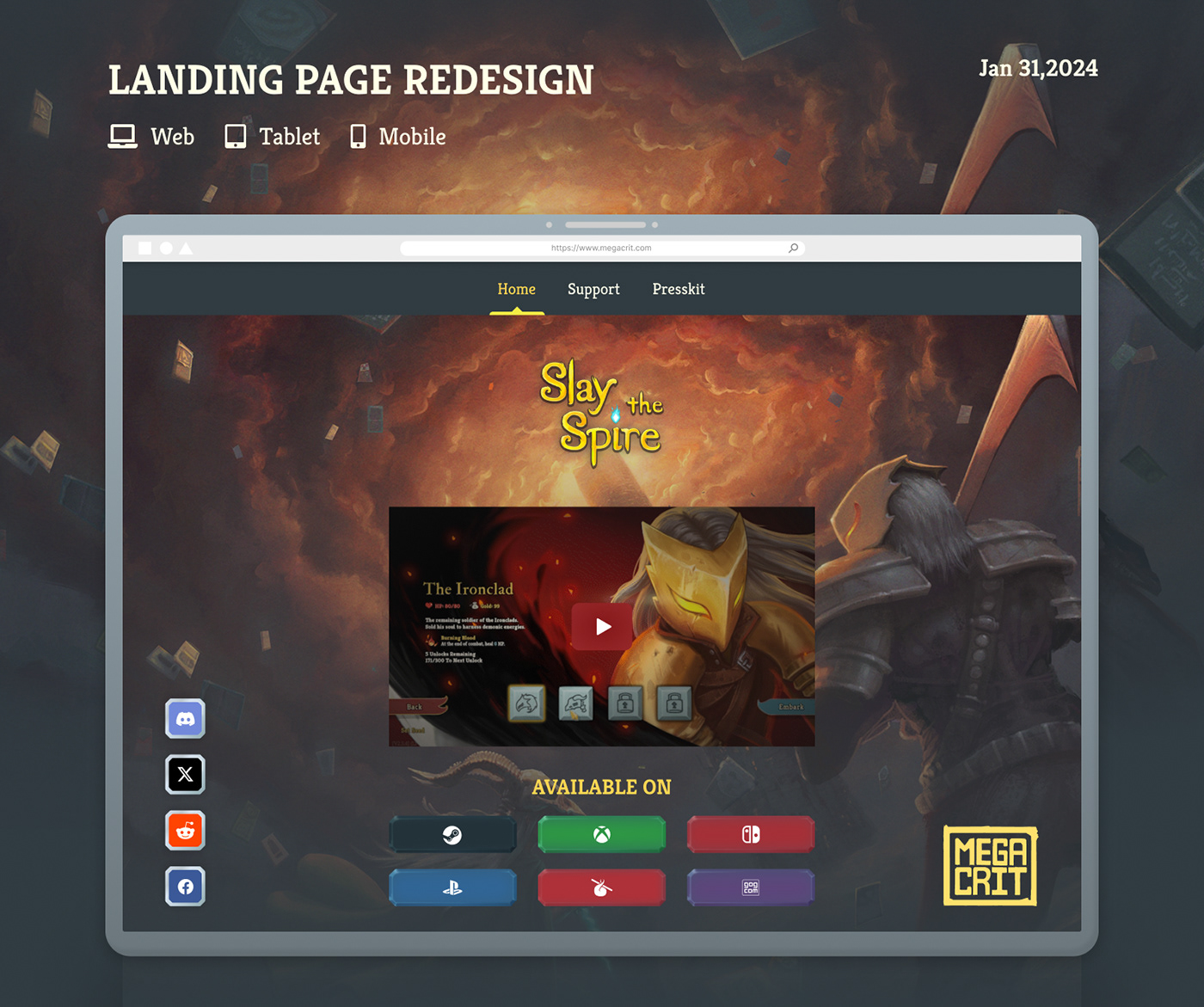 redesign website ui design landing page Responsive UI/UX UX design game design  Figma Slay the Spire