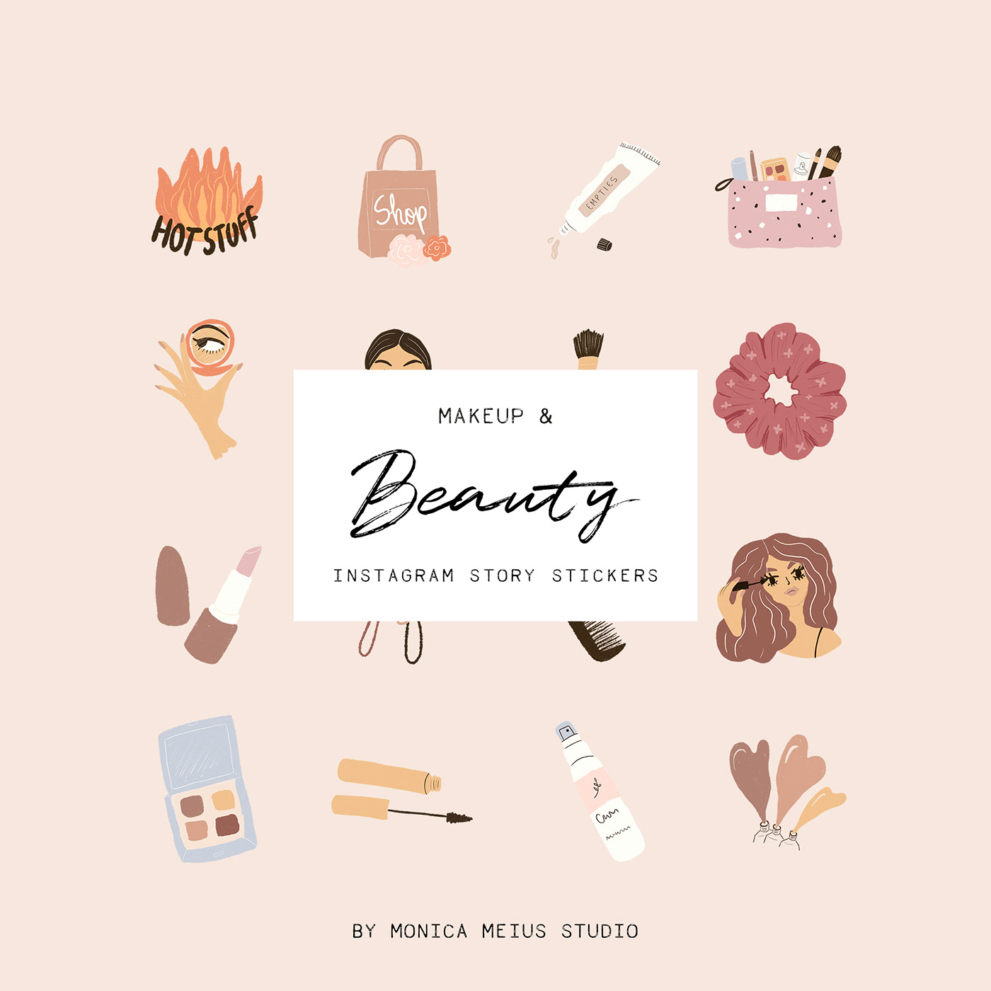 beauty icons beauty illustrations beauty instagram icons instagram branding instagram highlights instagram story instagram story stickers Makeup Icons story stickers