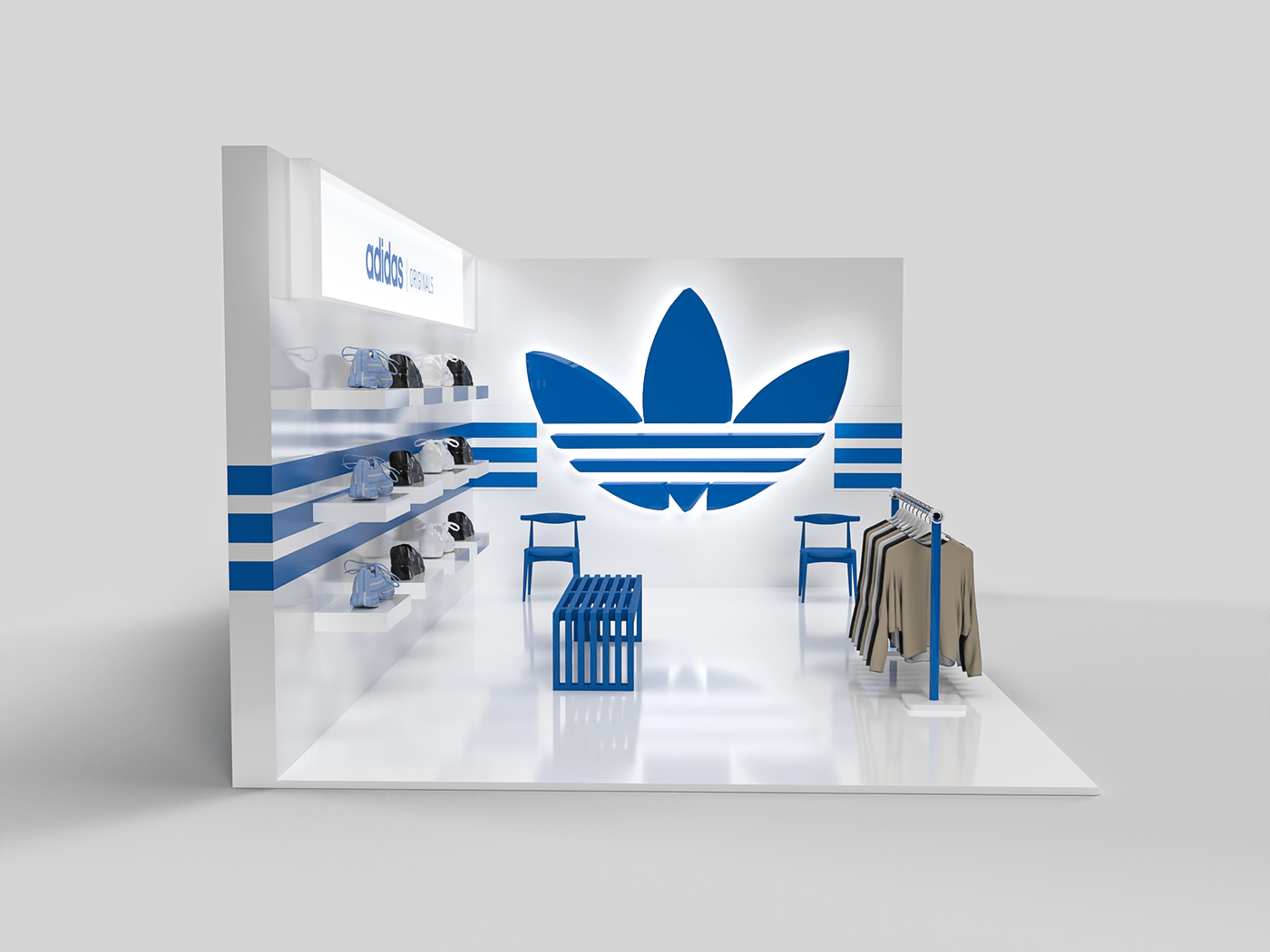 3D adidas originals booth download Exhibition  Fashion  free merchandising scene Visual Merchandising