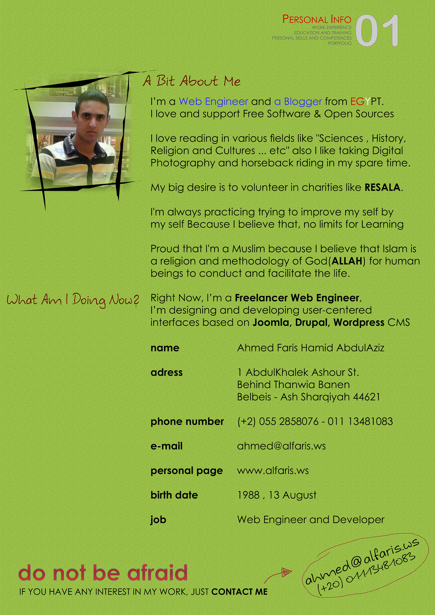 Ahmed Faris designer engineer Web Web designer CV Resume