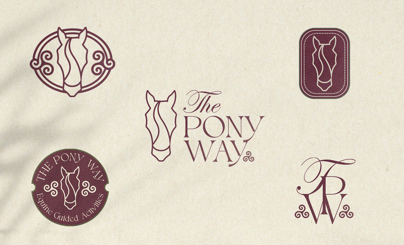 Set of different logos and logo reductions created for The Pony Way