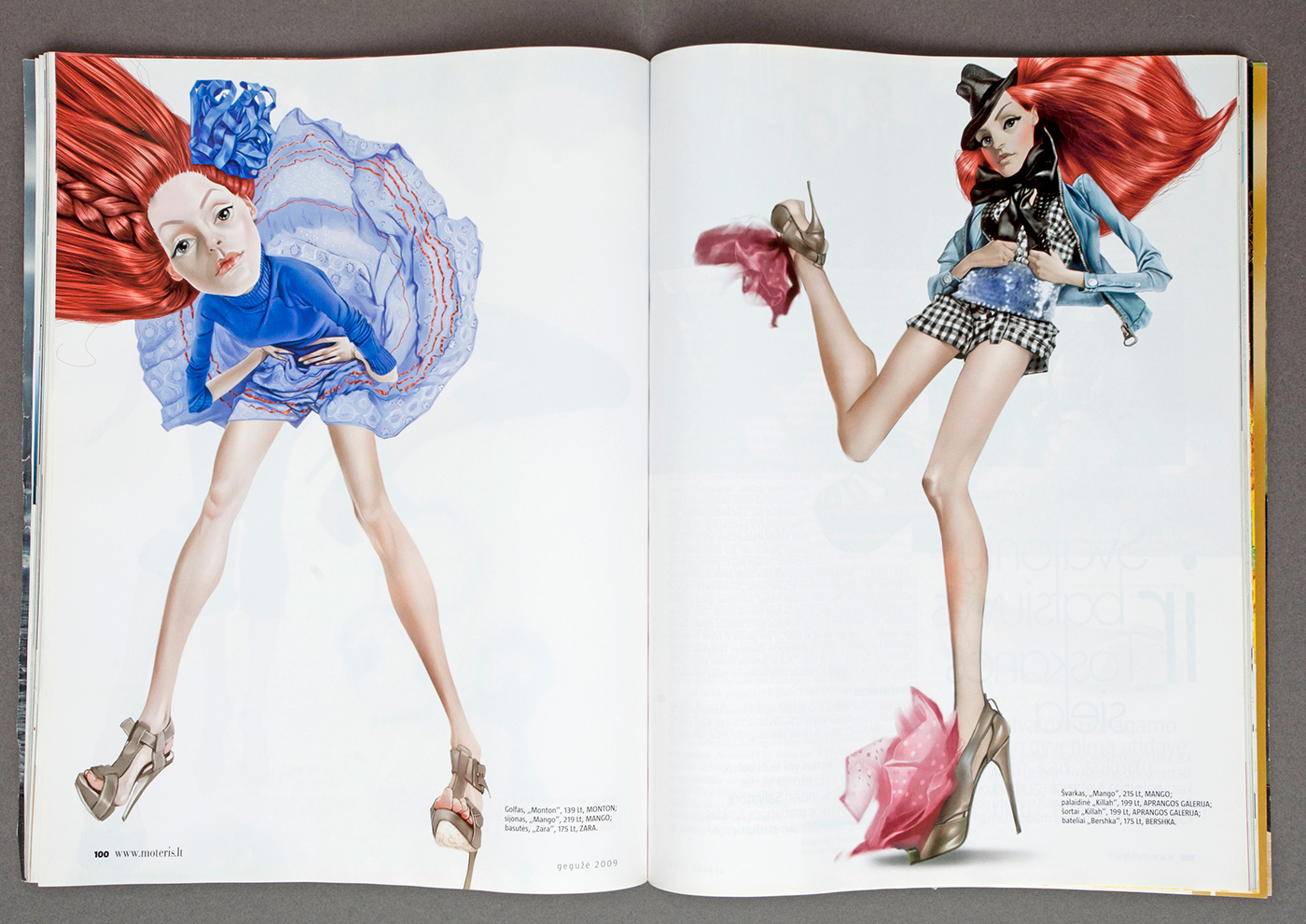 fashion illustration model art magazine girl hair secessic color process
