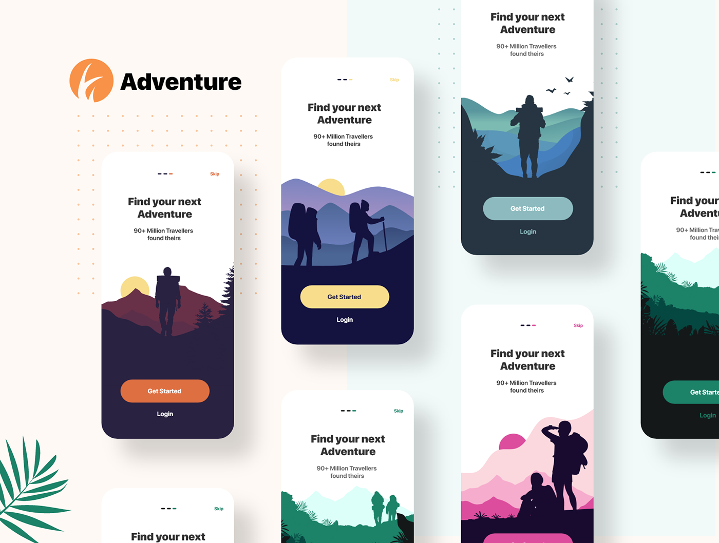 adventure app design UI ux Website template icons ILLUSTRATION  Travel