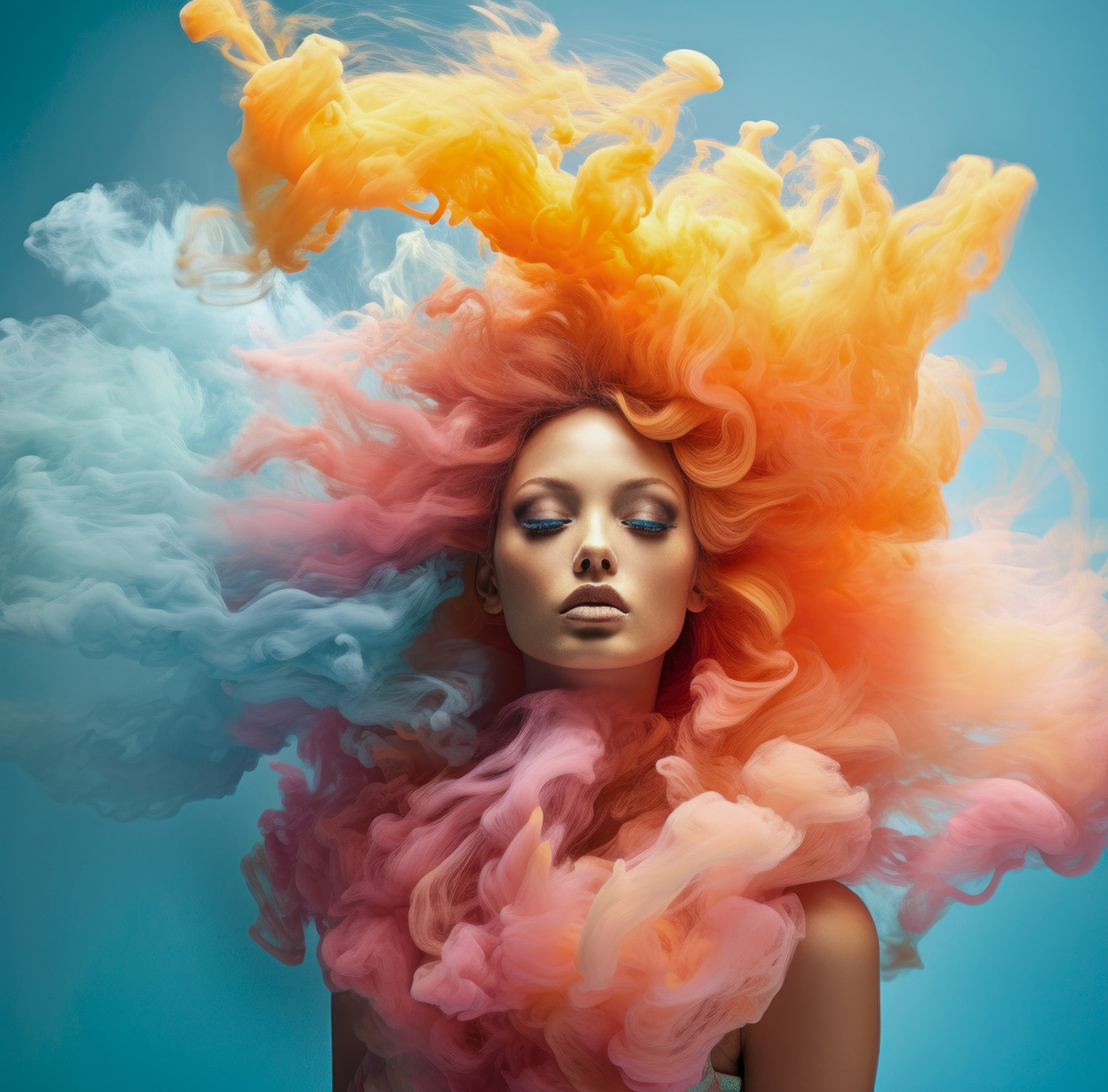 colour hair Liquid movement colorful funky ink Playful rainbow smoke