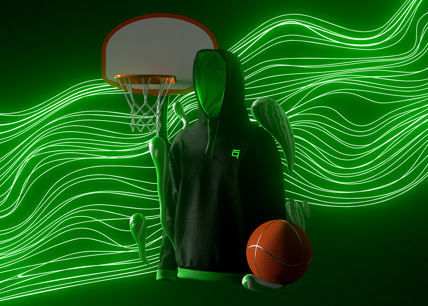 3D 3dart basketball CGI hoodie neon skate sports tennis Sports Wear