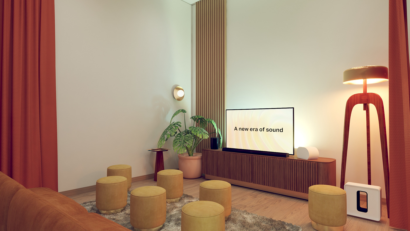 indoor interior design  architecture 3ds max modern curves Sonos Audio concept