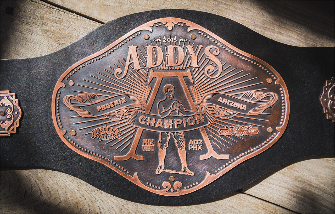 Addys Awards addy awards Phoenix branding  Boxing trophy belt Championship Belt halftone