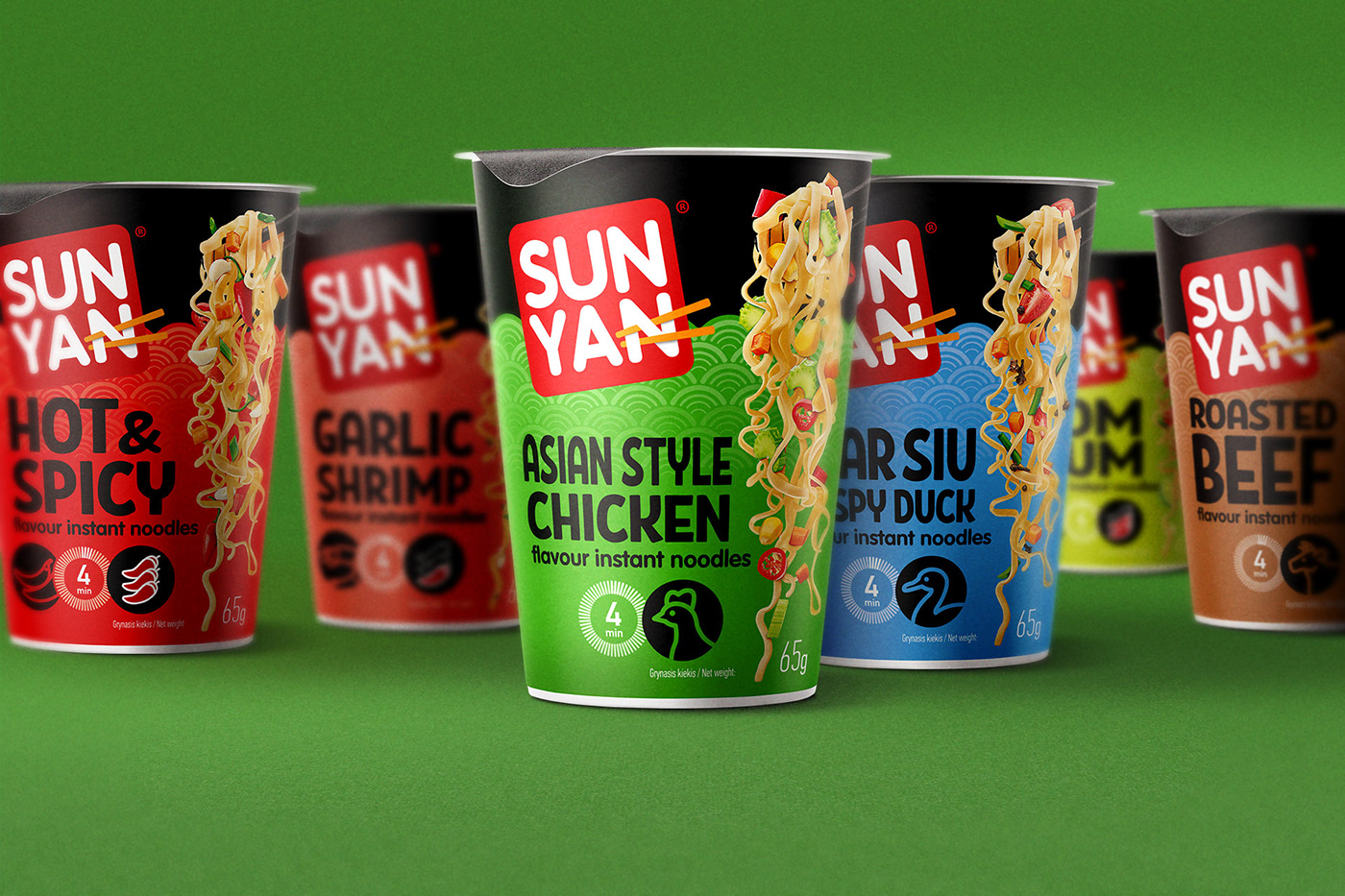Asian Food instant noodles noodles package Packaging packaging design Packaging redesign Packaging Refresh Pasta sun yan