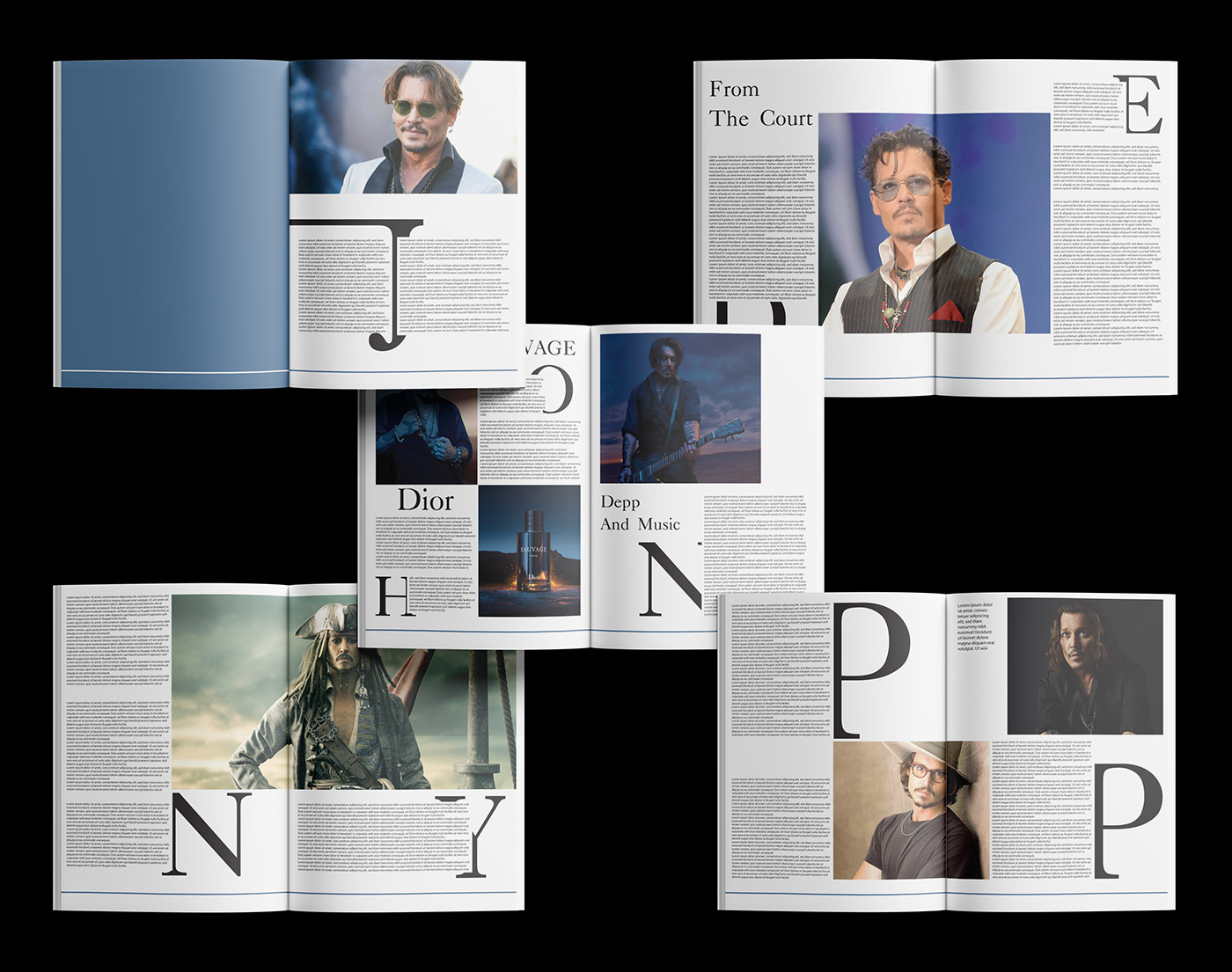johnny depp magazine magazine layout Magazine design design graphic design  actor
