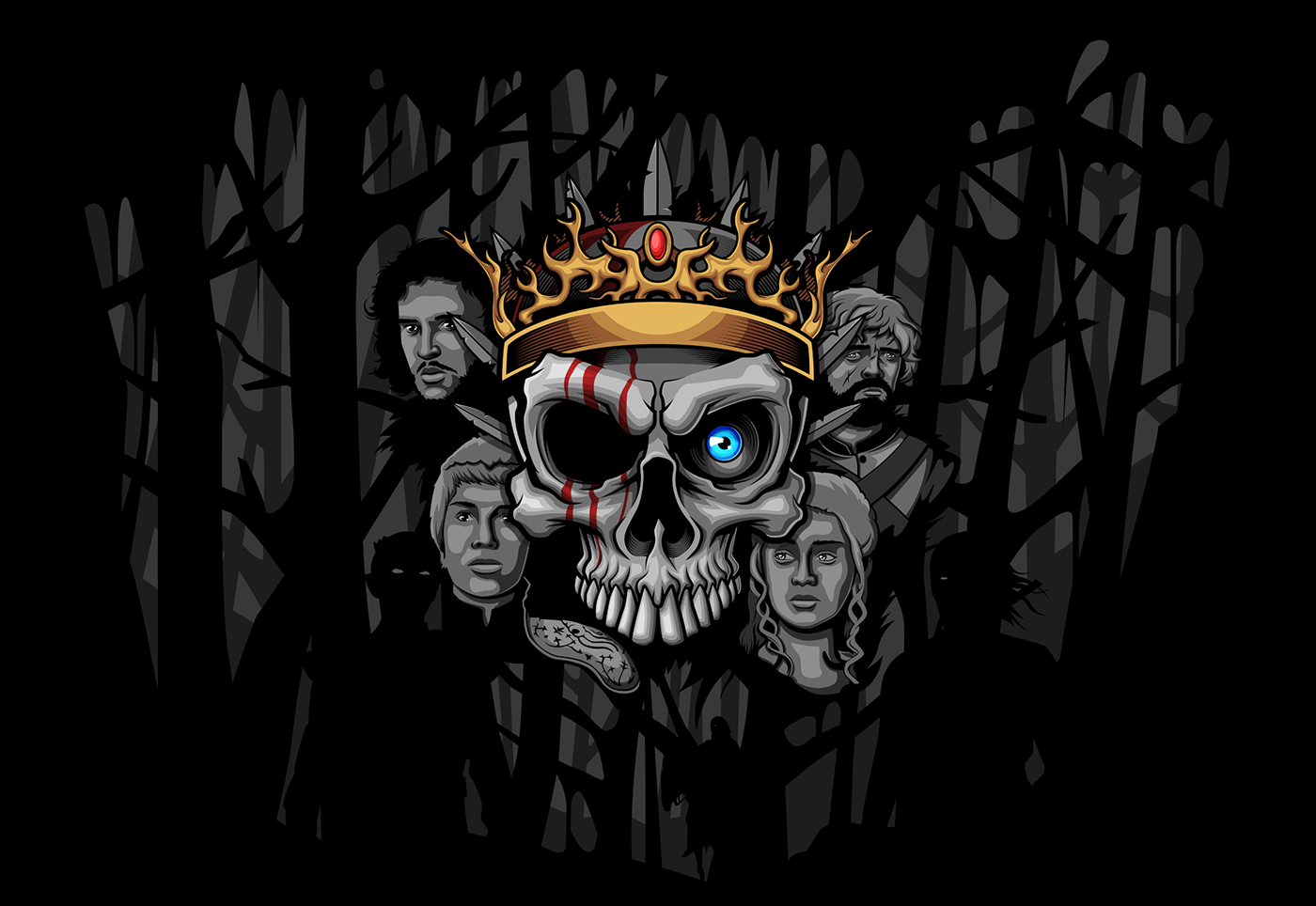 fanart artwork Game of Thrones tv skull vector crown