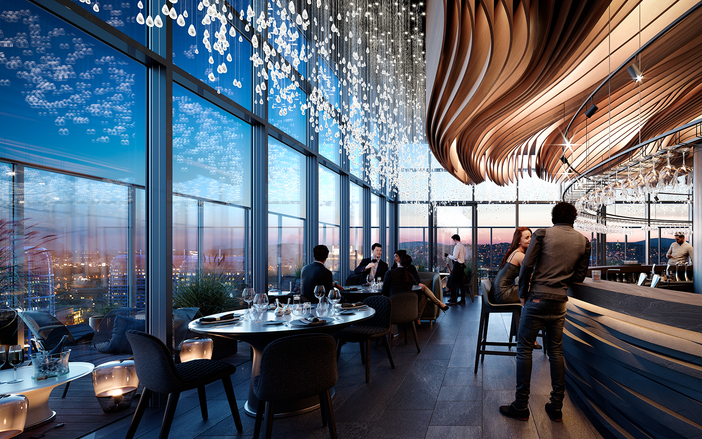 restaurant visualization Food  HIgh-Rise CGI interior design  gastronomy Hospitality