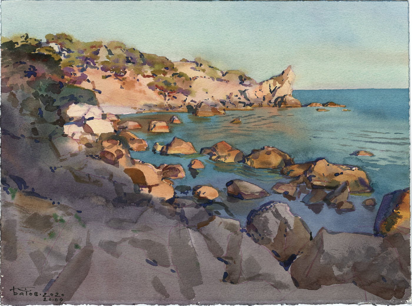 crimea Landscape live painting outdoorpainting painting   Plein air painting pleinair seascape sketch watercolor