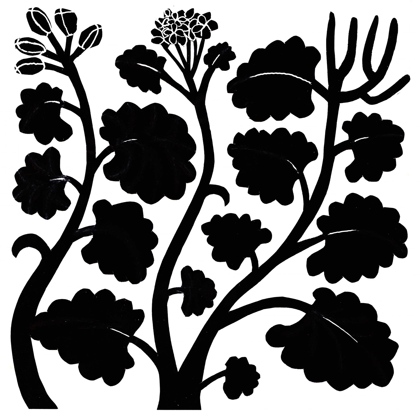 Flowers plants botanical bold graphic black Silhouette weeds floral garden