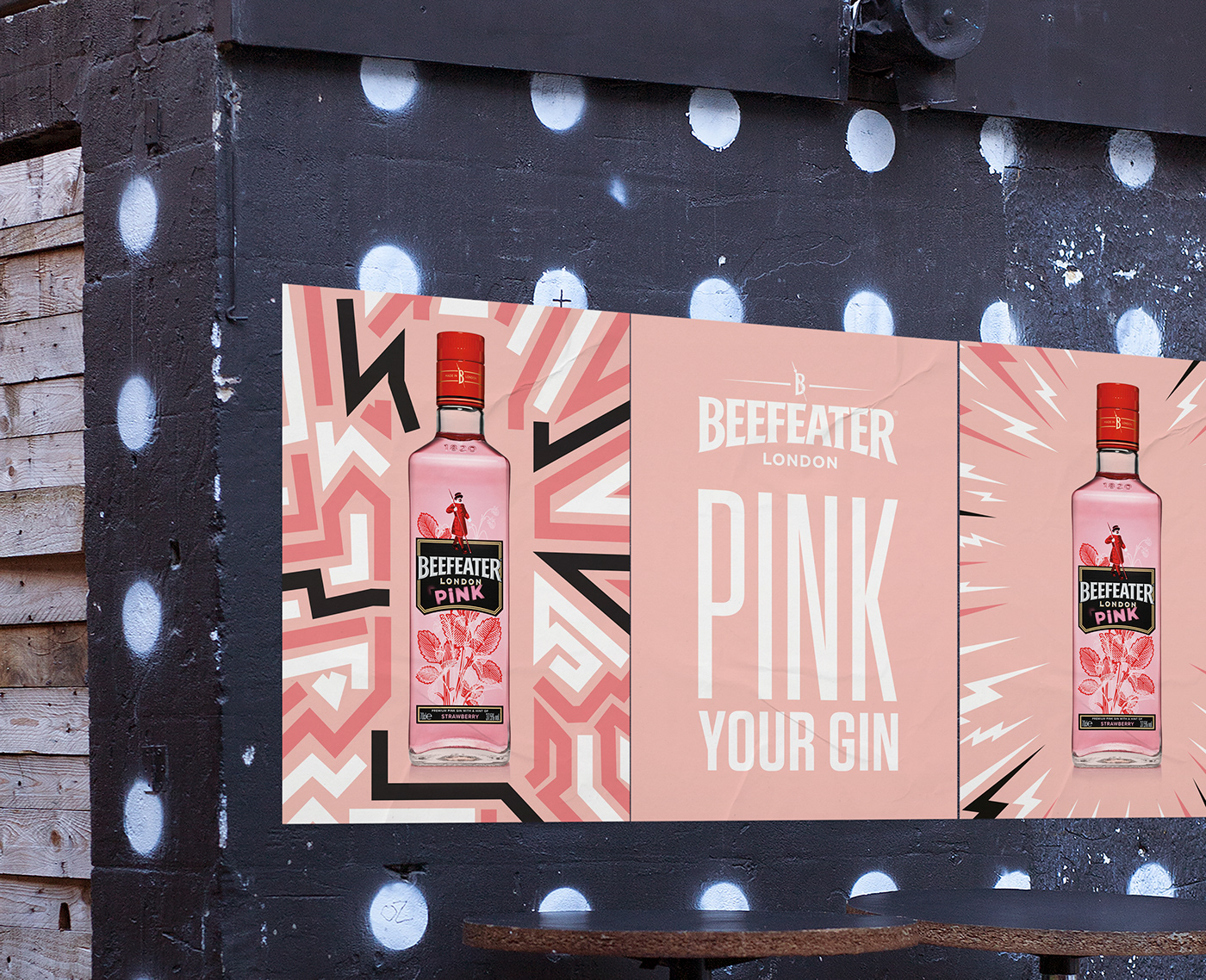 pink gin OOH motion pattern Illustrator vector drink London