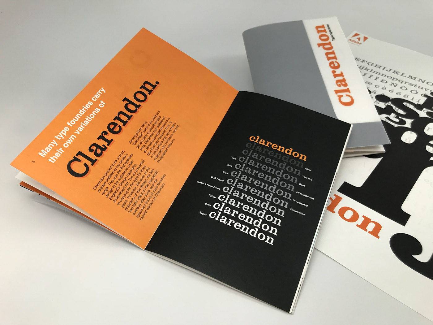 Creative Book Design type specimen book book design booklet design clarendon font editorial design  graphic design  Poster Design print design  typography  