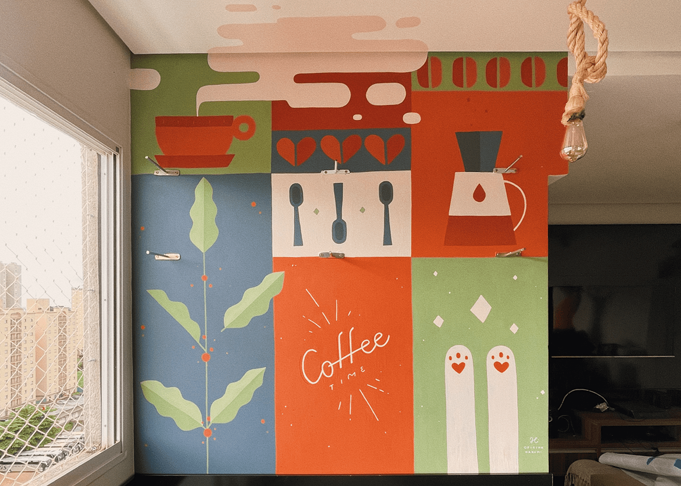 acrylic adobe illustrator art artist cafe Coffee coffee shop MURALISMO Murals painting  
