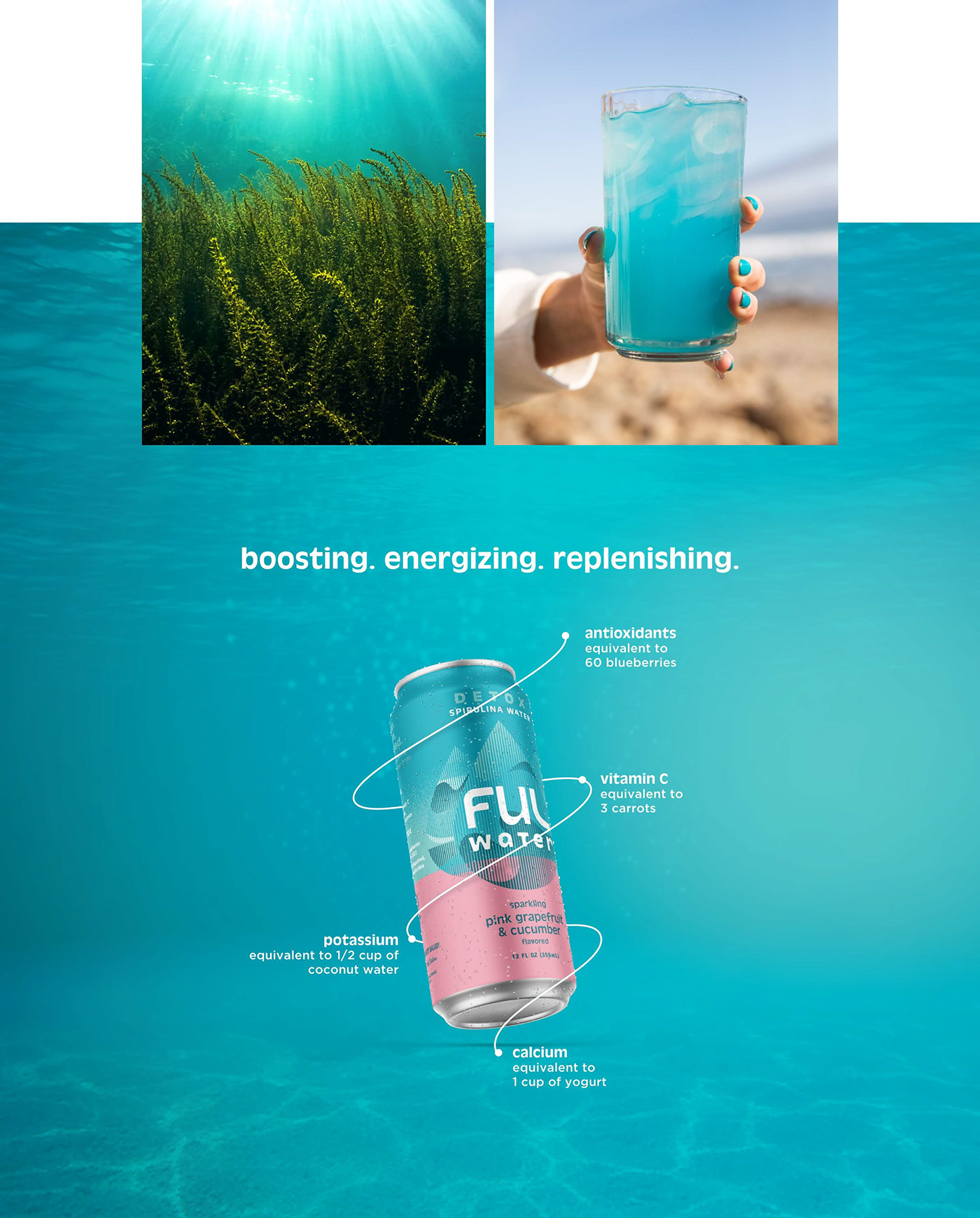 beverages branding  can design detox Health Packaging spirulina Sustainable water