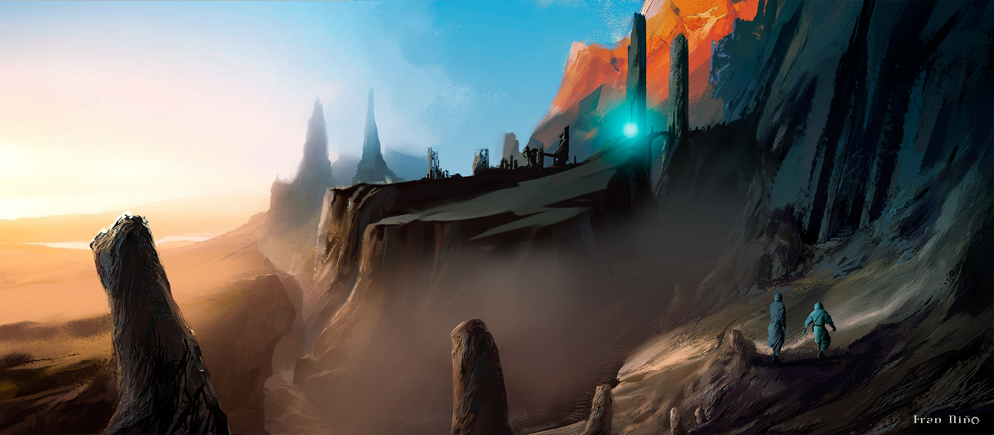 concept art digital painting 2dart epic fantasy game mountain environment ILLUSTRATION  adventure