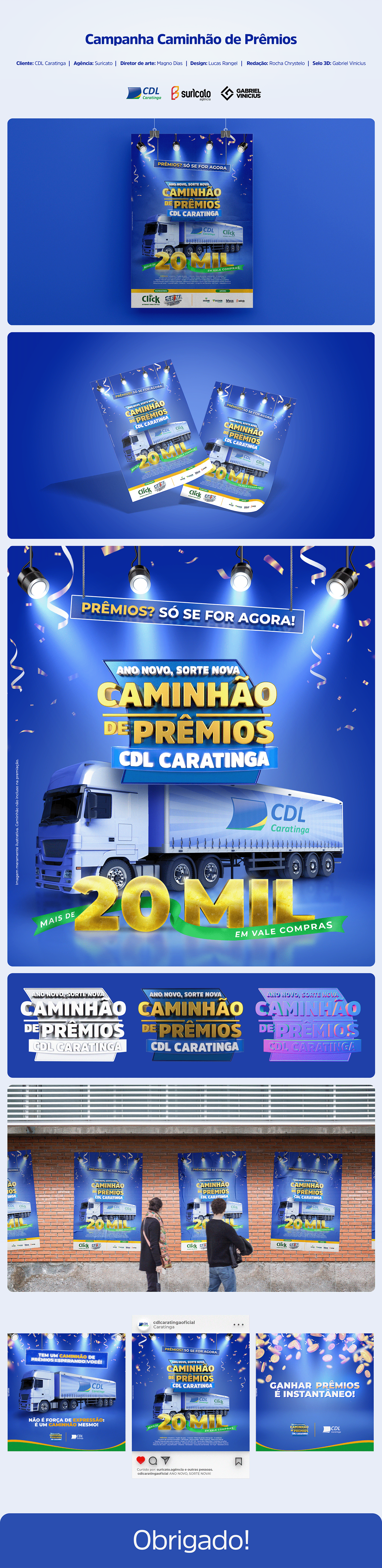 caminhão de prêmios campanha cdl cinema 4d design gráfico Direção de arte publicidade Redes Sociais selo 3d suricato
