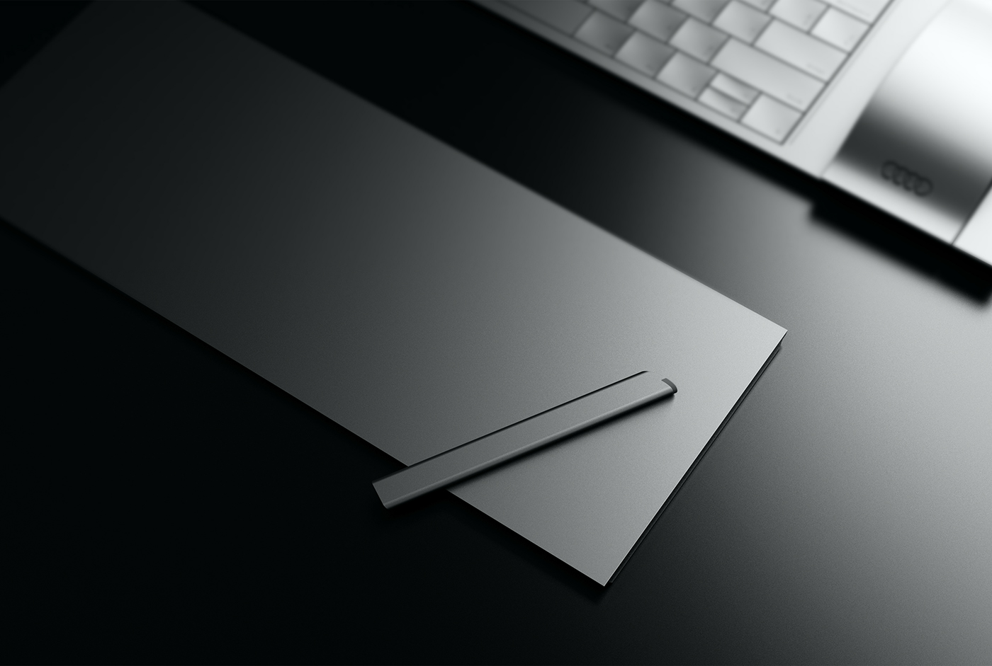 Audi Office desktop wireless bluetooth keyboard mouse tablet trackpad touchpen module modern aluminium layer car