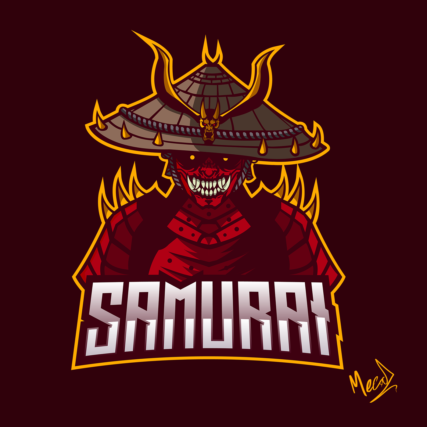 E-Sports Illustrator japan logo samurai vector