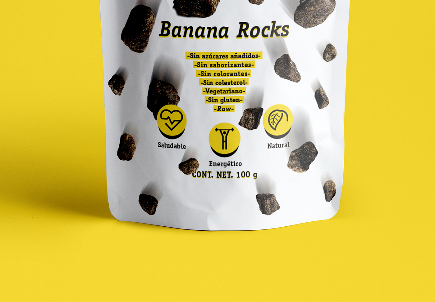 Packaging blacknanas print graphic design Bananas dehydrated snack rocks healthy