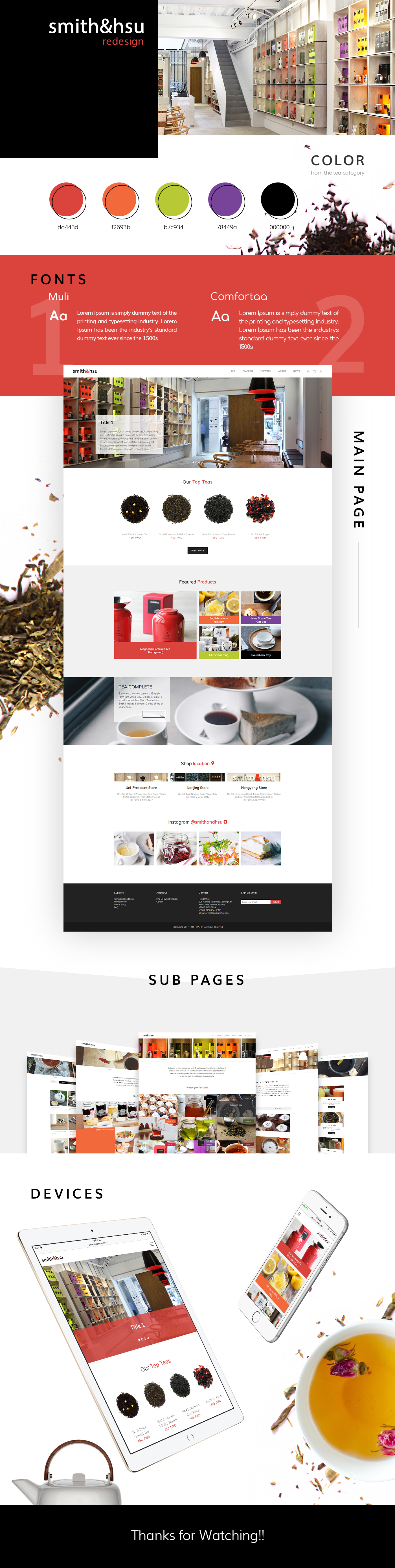 responsible Web tea brand redesign HTML css coding colorful