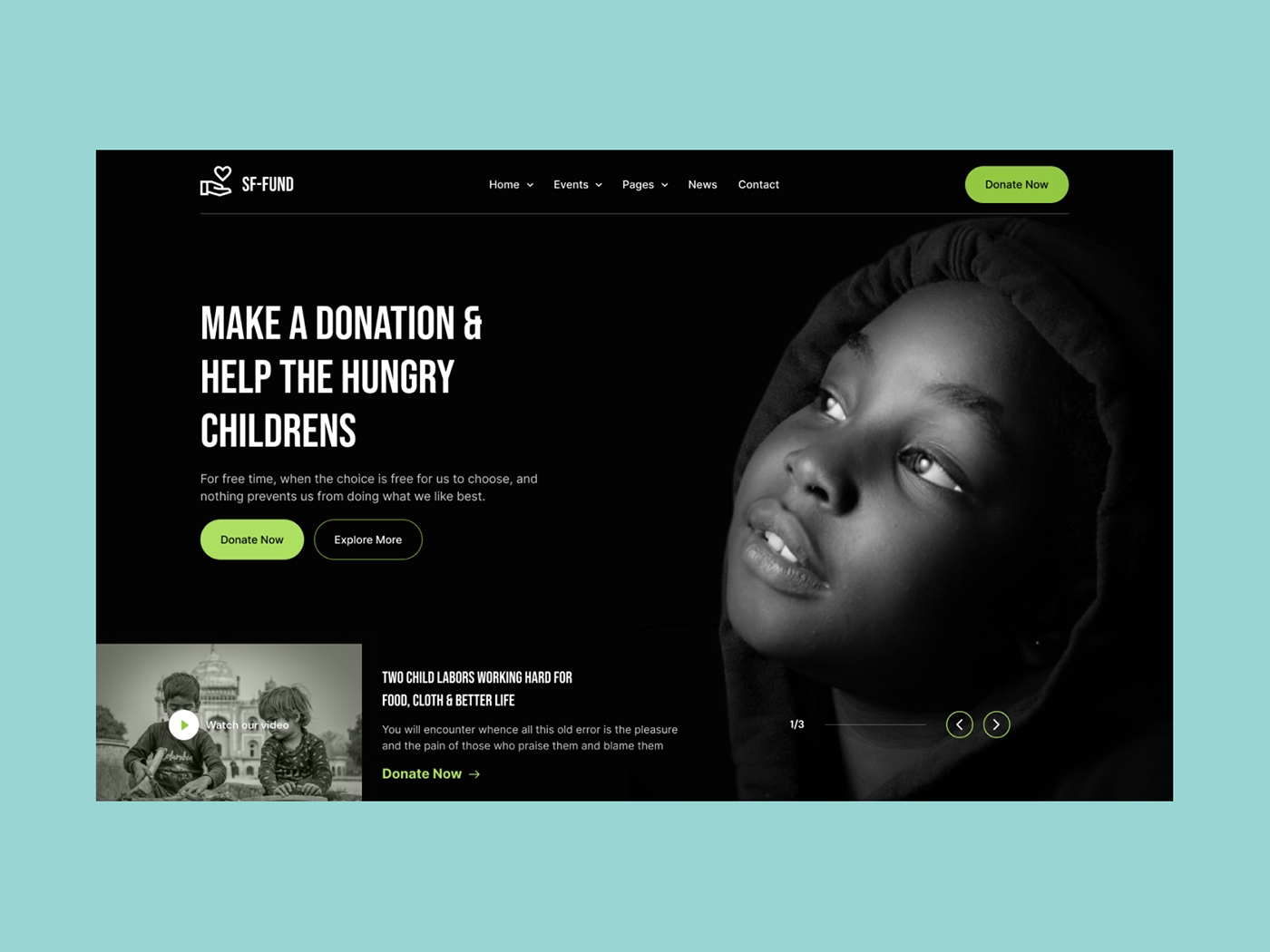 charity children community connection donate donation landing page nonprofit UI/UX Web Design 